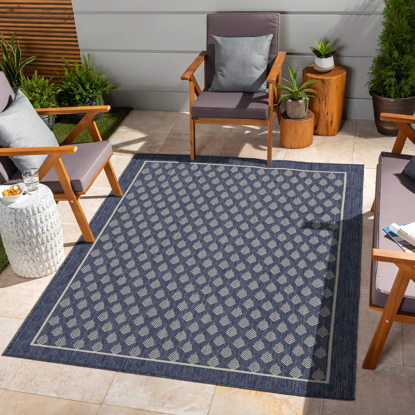 Sunshine - 5'3" X 7'3" Indoor & Outdoor Area Rug - Blue - Image 3
