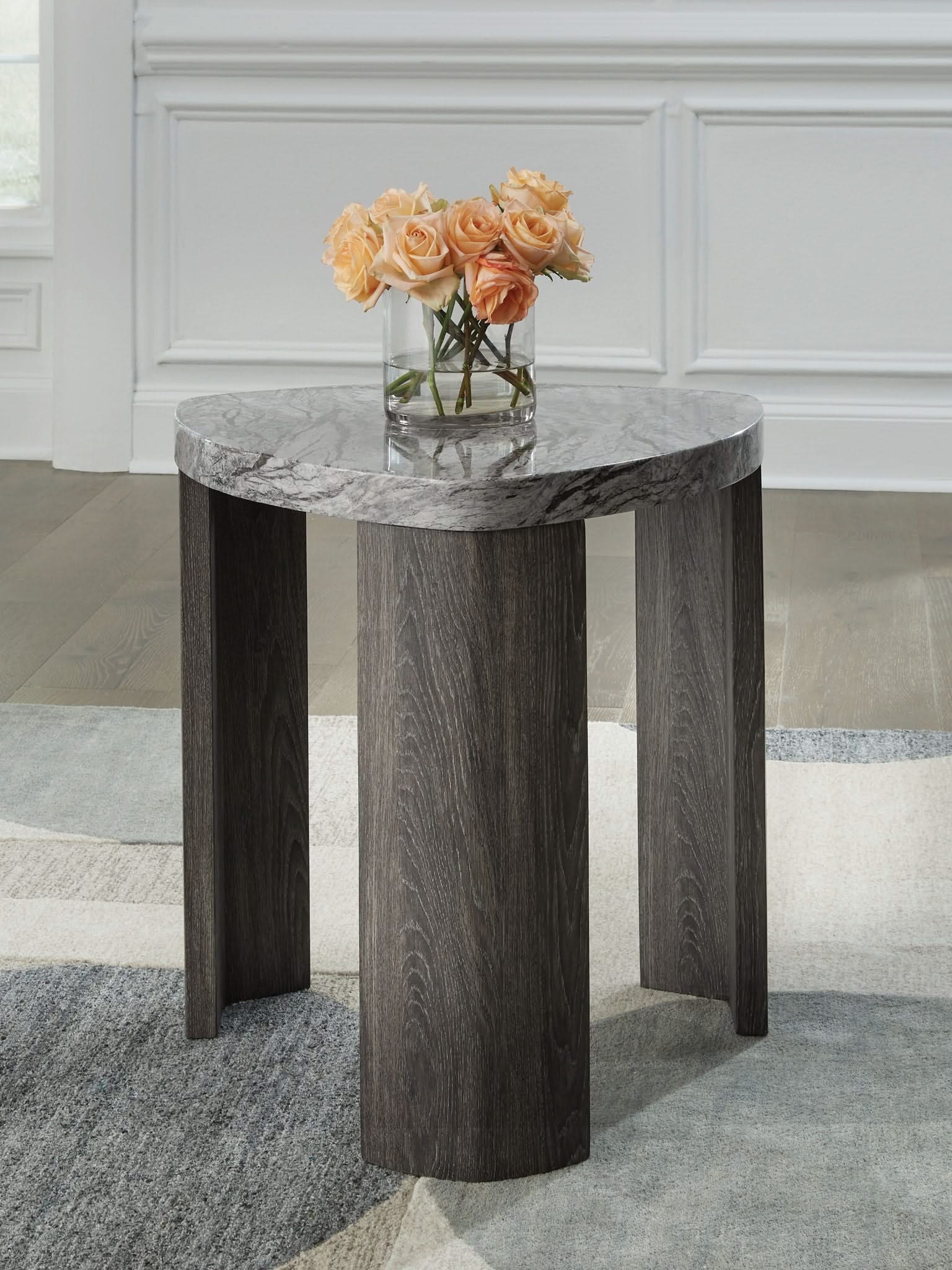 Surmour - Triangle End Table - Gray / Brown - Image 2