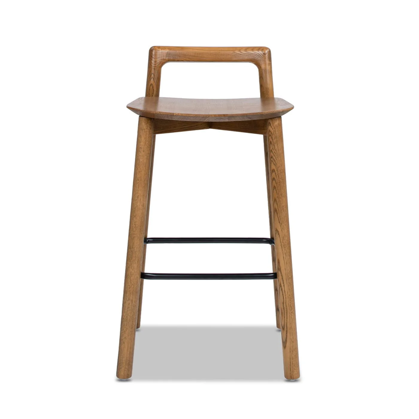Sven - Modern Minimalist Low Back Counter Stool - Dark Brown Walnut - Image 2