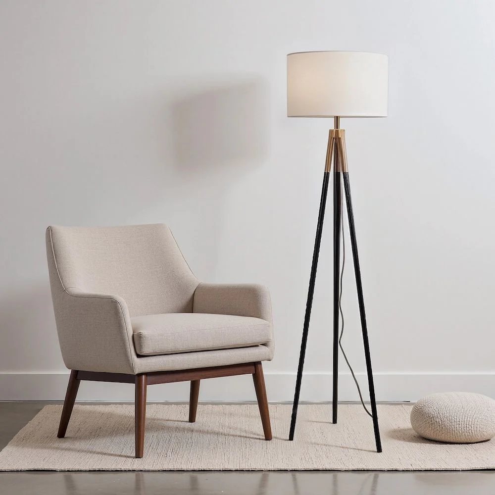 Sway - Floor Lamp With On / Off Switch Triple Legs Shade - Black / Gold / White - Image 2