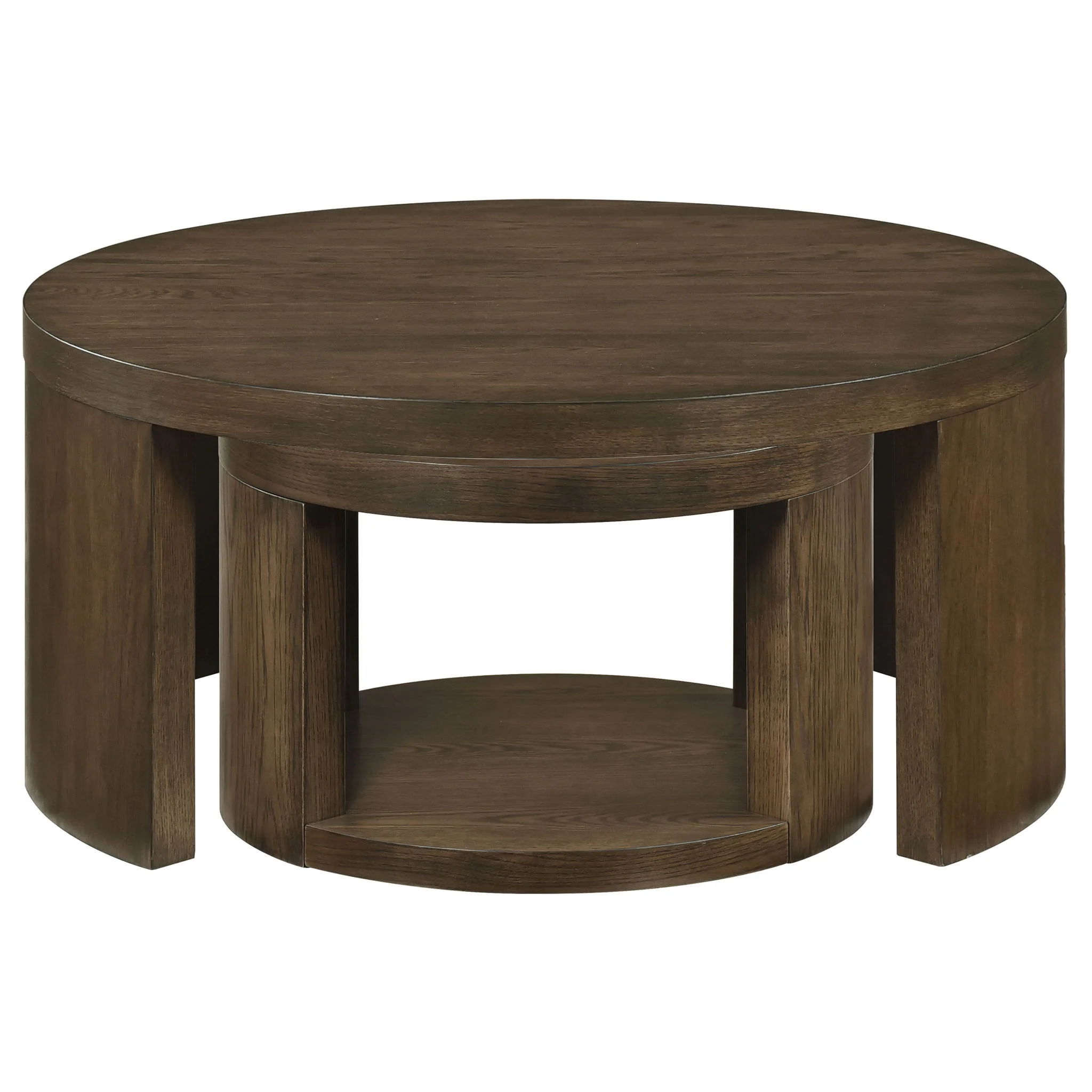 Sweeney 2-piece Round Wood Occasional Nesting Table Set Dark Walnut - Image 4