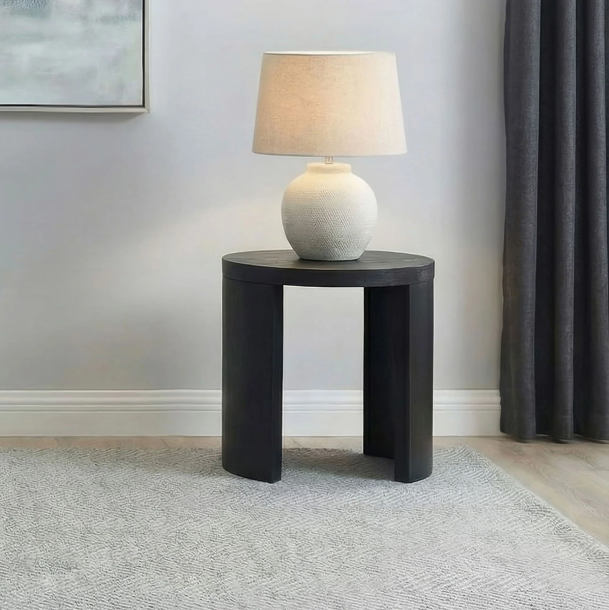 Sweeney 24-inch Round Wood Occasional Side End Table Black - Image 2