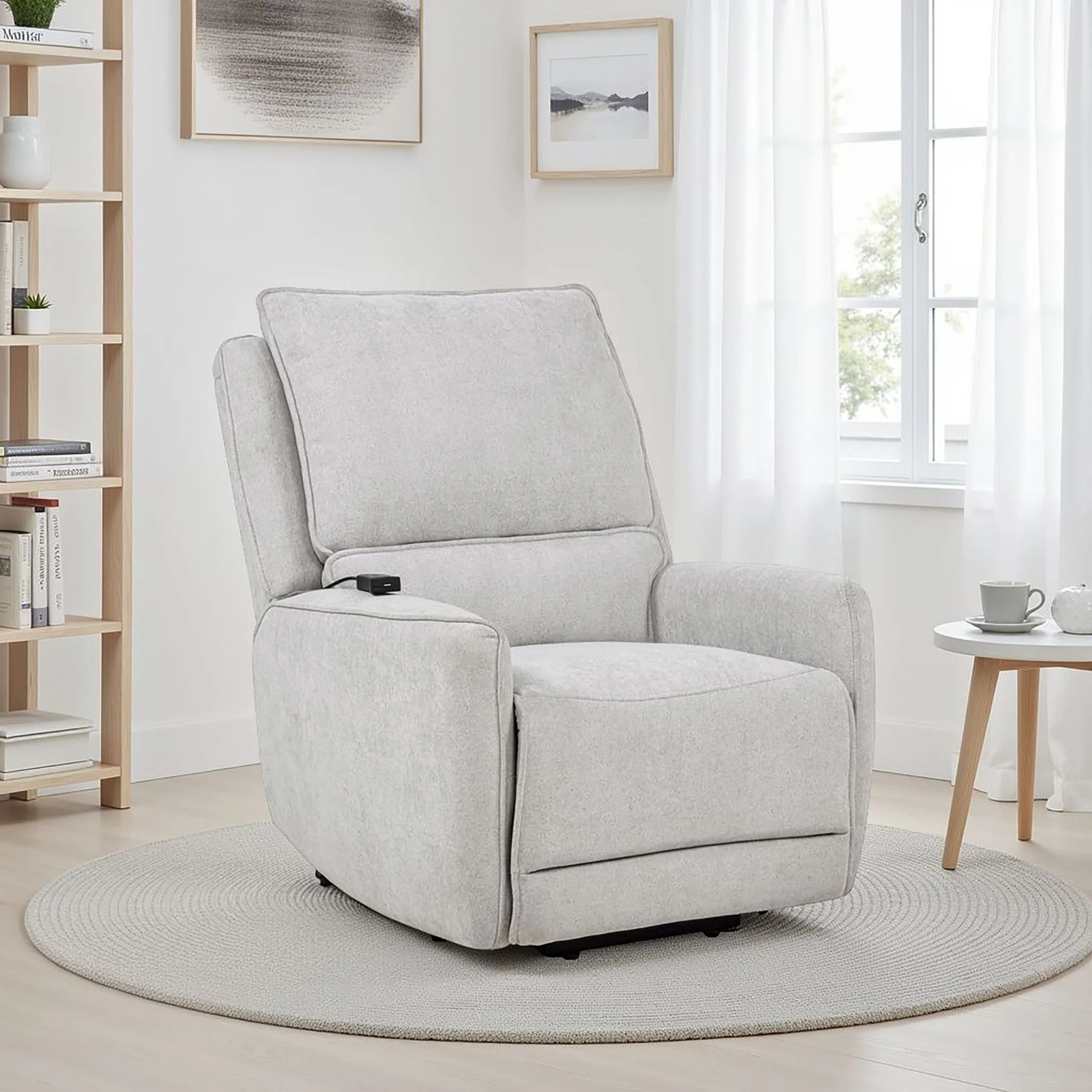 Sylmar Chenille Upholstered Dual Power Lift Recliner Dove Grey - Image 4