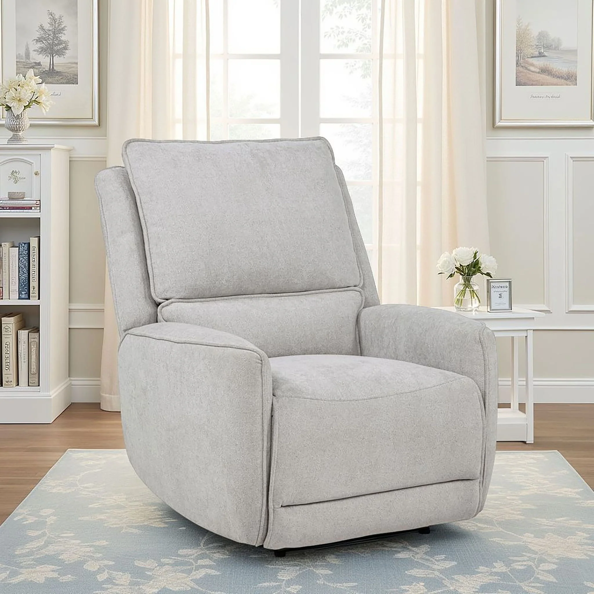Sylmar Chenille Upholstered Power Recliner Dove Grey - Image 4