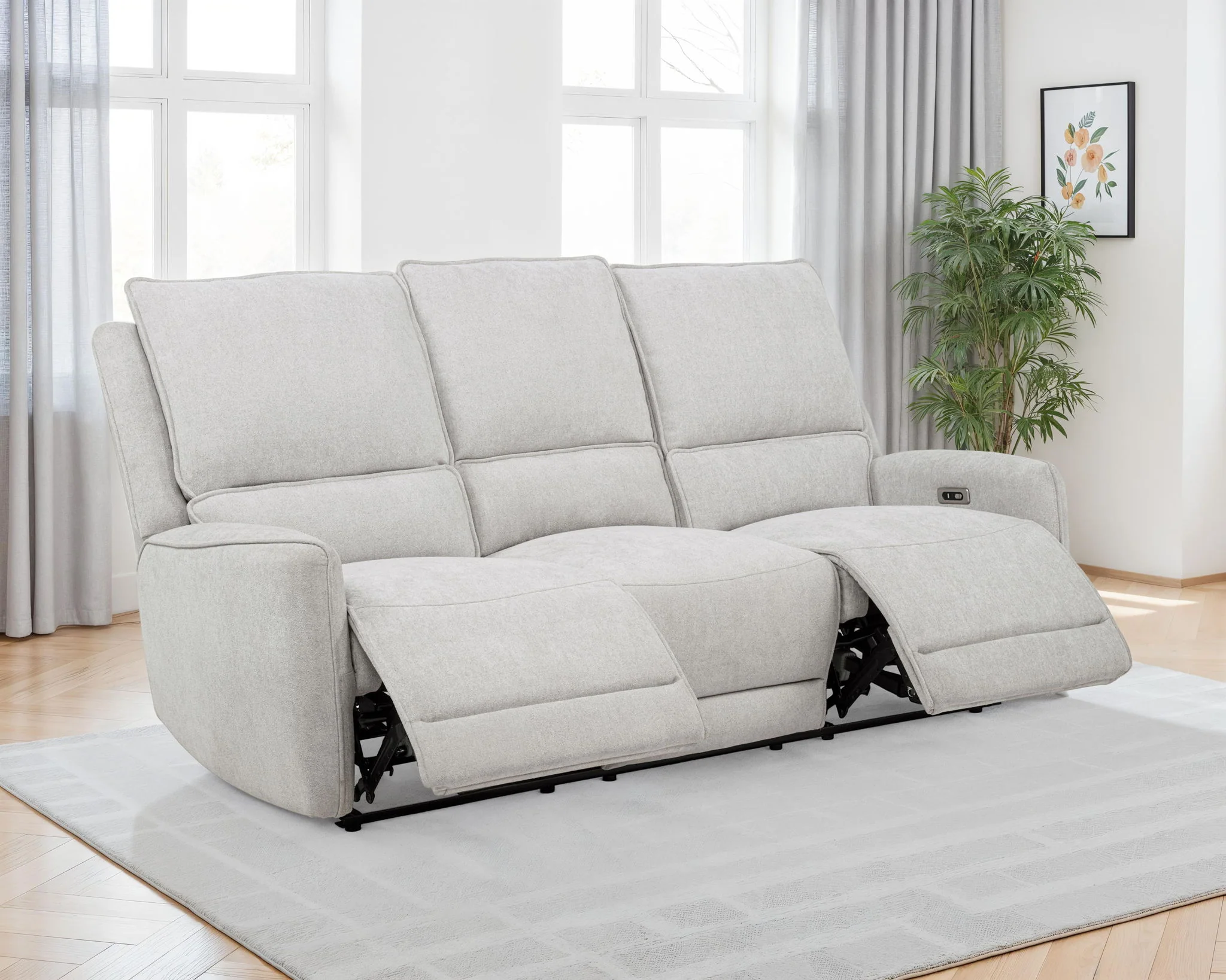 Sylmar Chenille Upholstered Power Reclining Sofa Dove Grey - Image 2