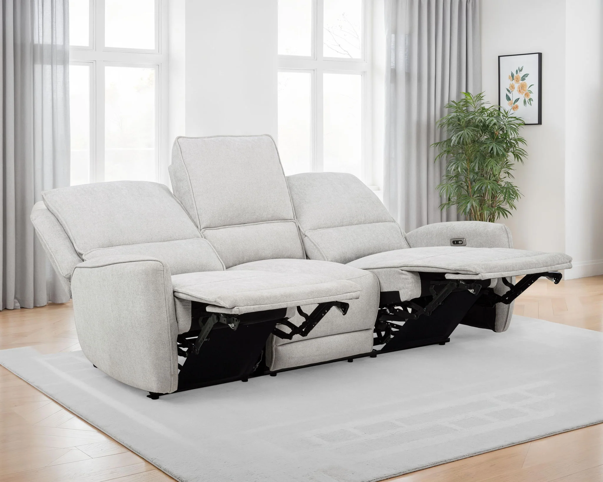 Sylmar Chenille Upholstered Power Reclining Sofa Dove Grey - Image 3