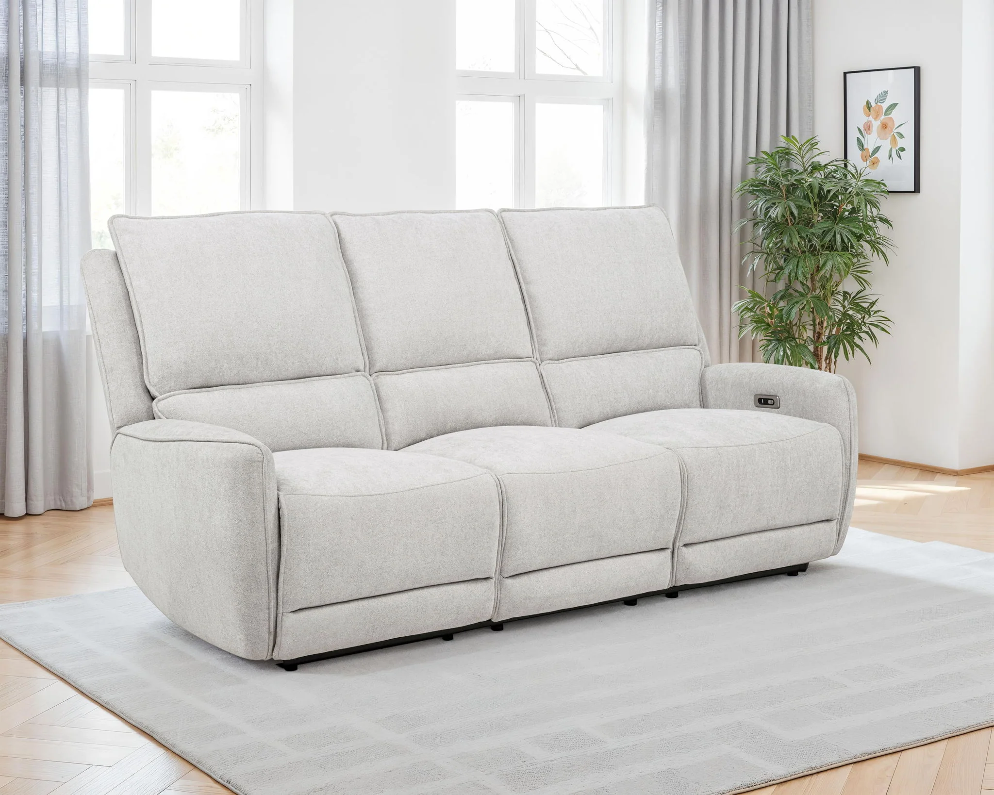 Sylmar Chenille Upholstered Power Reclining Sofa Dove Grey - Image 4