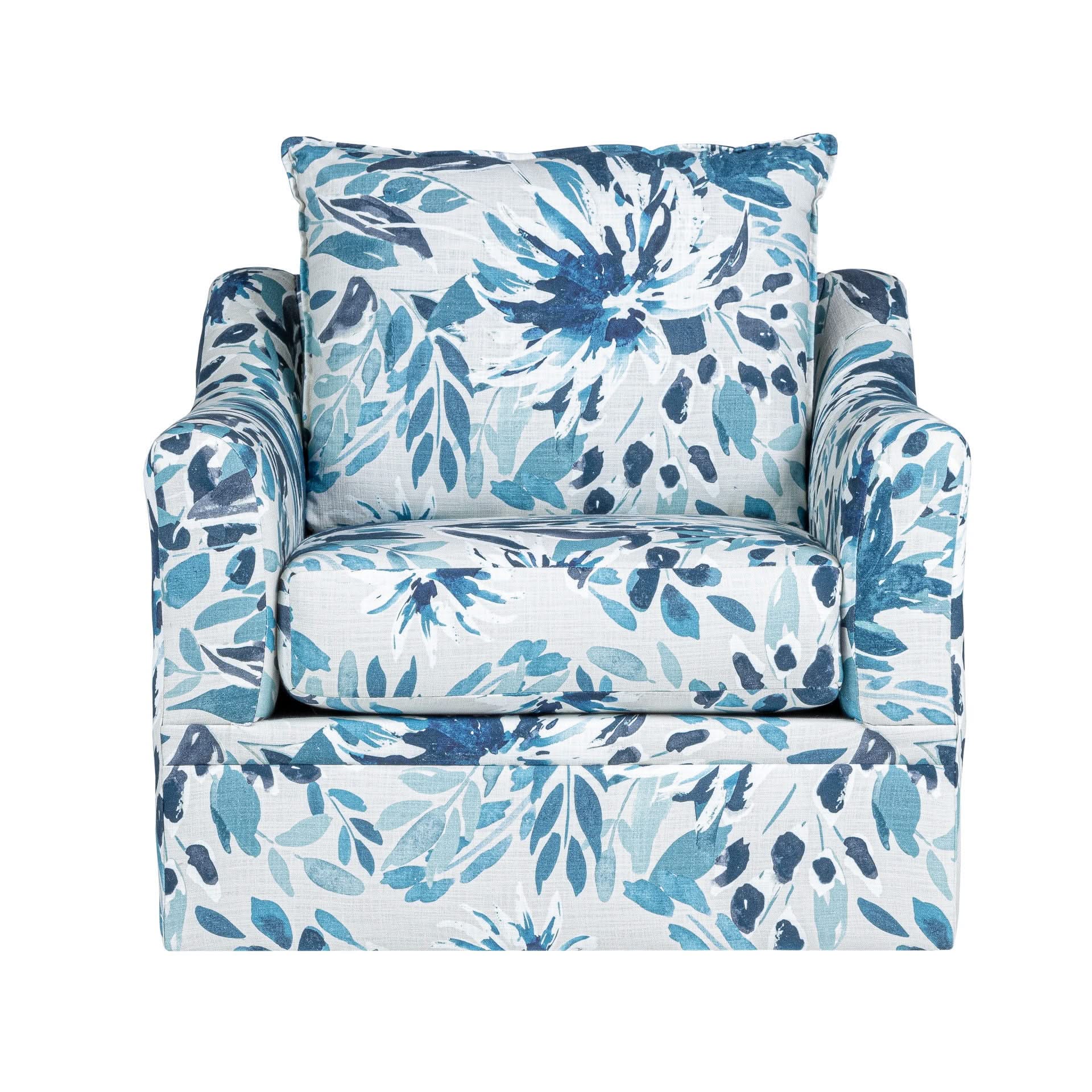 Sylvie - Swivel Chair - Blue / White - Image 3