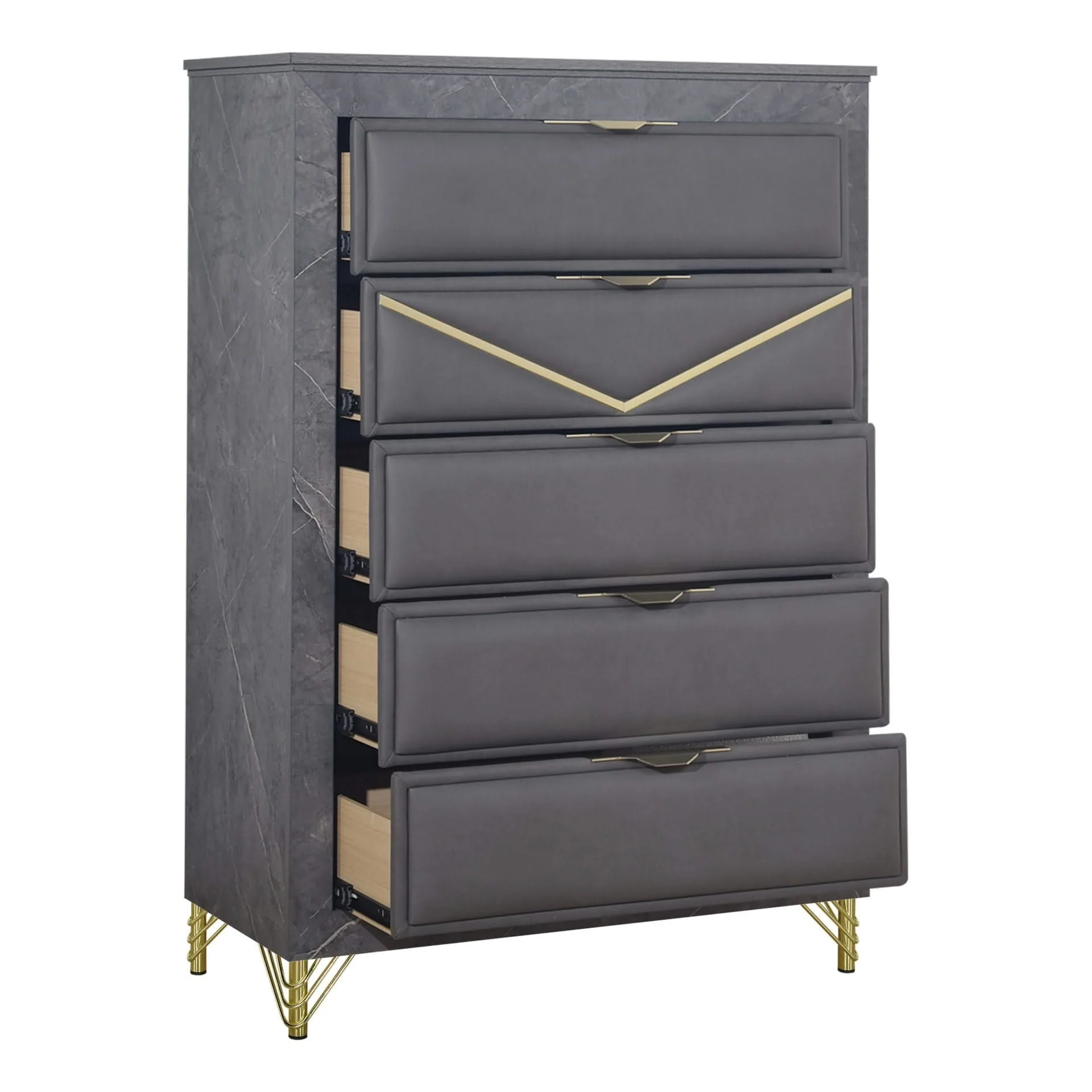 Symmetry - 5 Drawer Chest - Charcoal - Image 3