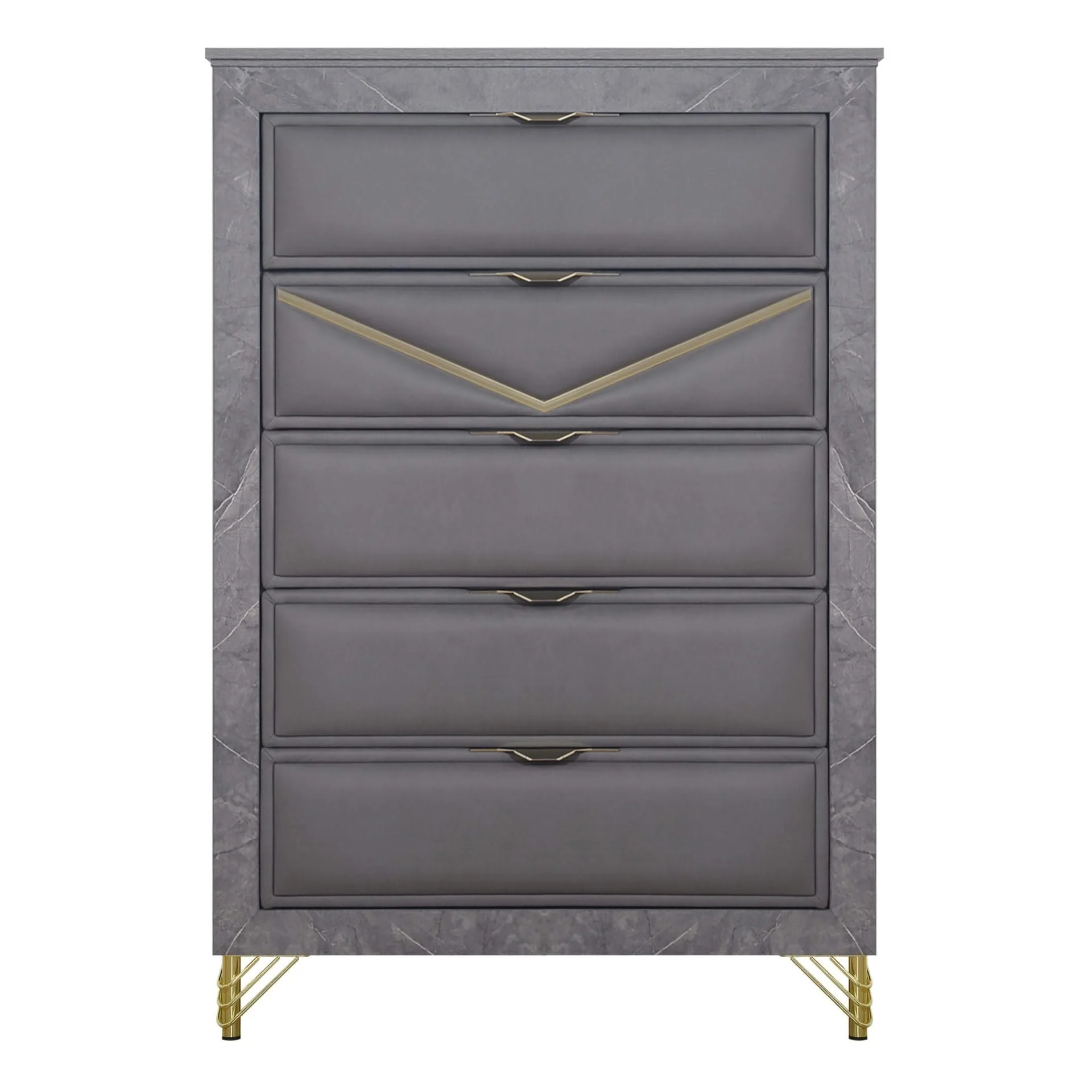 Symmetry - 5 Drawer Chest - Charcoal - Image 4