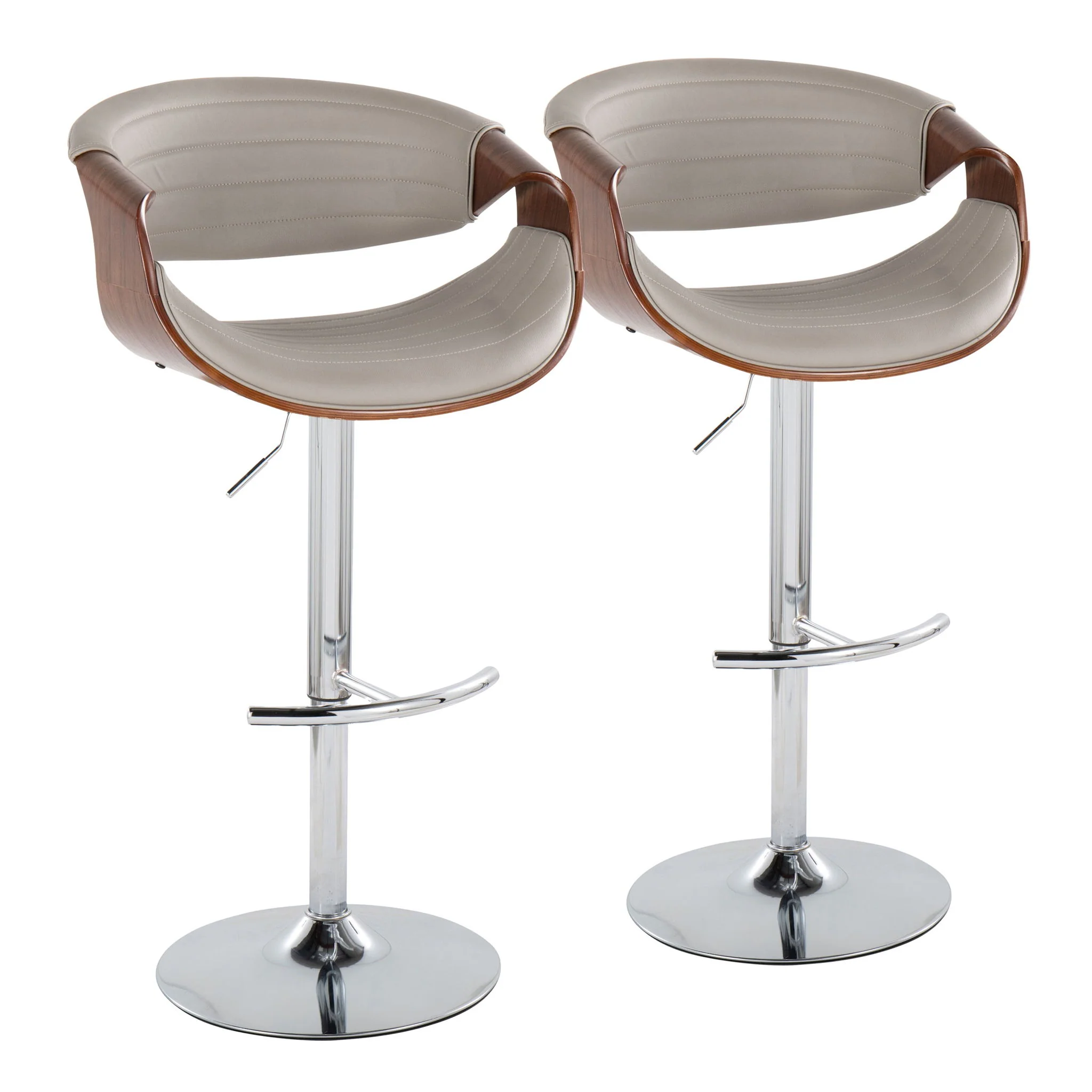 Symphony - Mid Century Modern Adjustable Barstool & Swivel With Rounded T Footrest (Set of 2) - Image 2