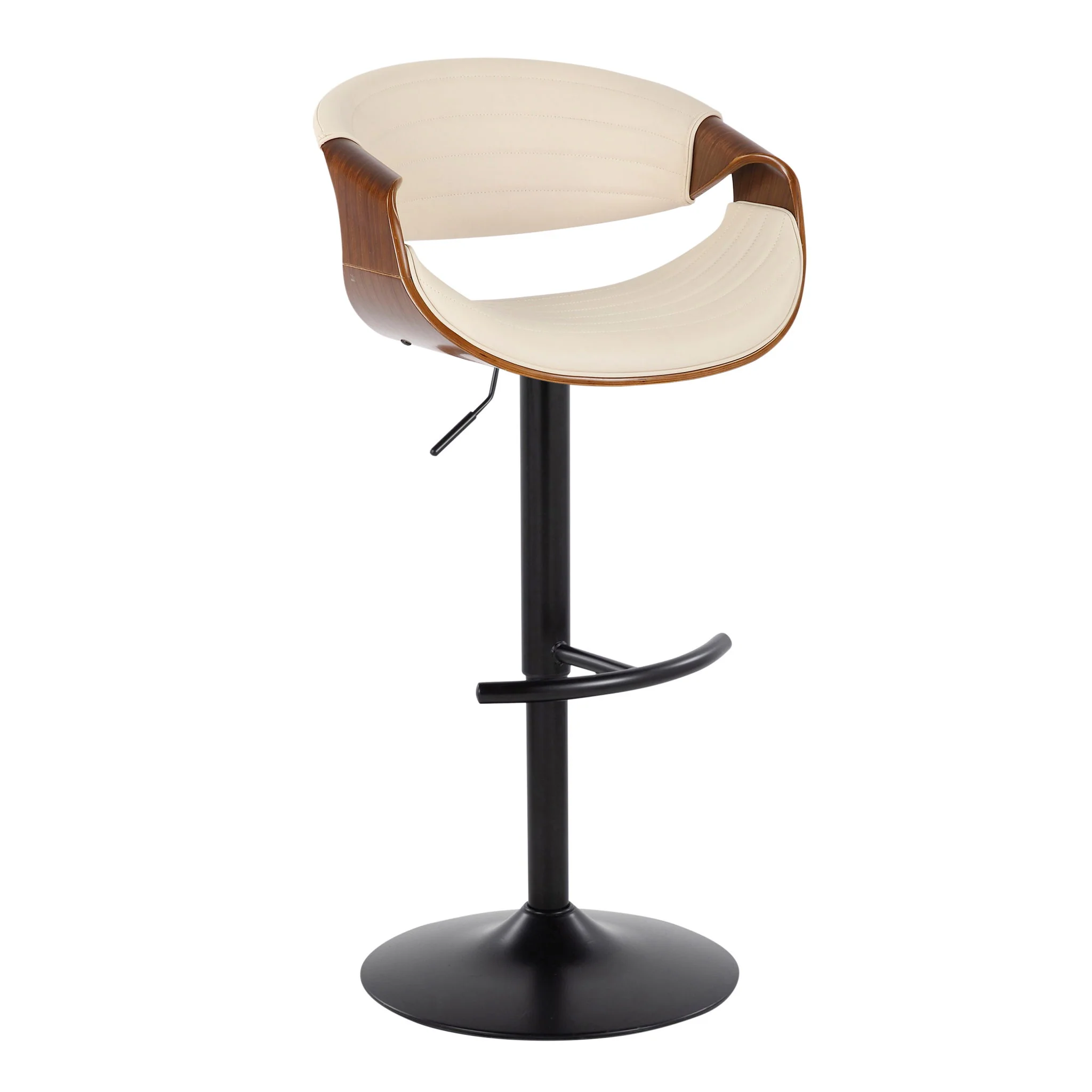 Symphony - Mid Century Modern Adjustable Barstool With Swivel With Rounded T Footrest (Set of 2) - Image 10
