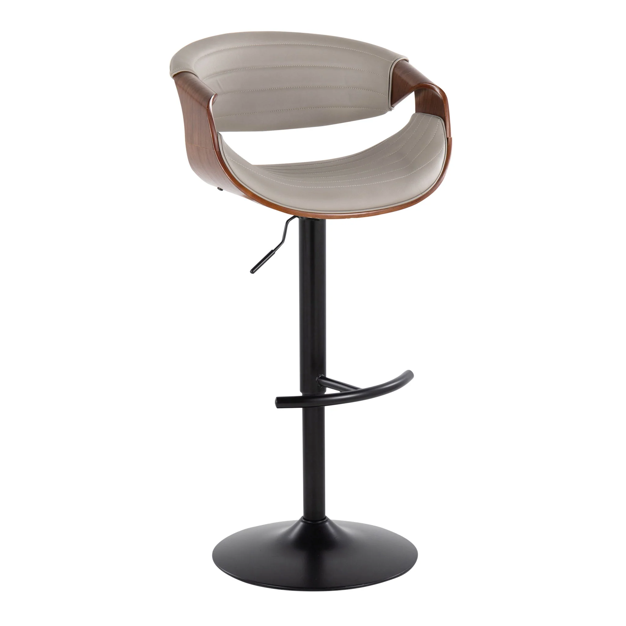 Symphony - Mid Century Modern Adjustable Barstool With Swivel With Rounded T Footrest (Set of 2) - Image 5