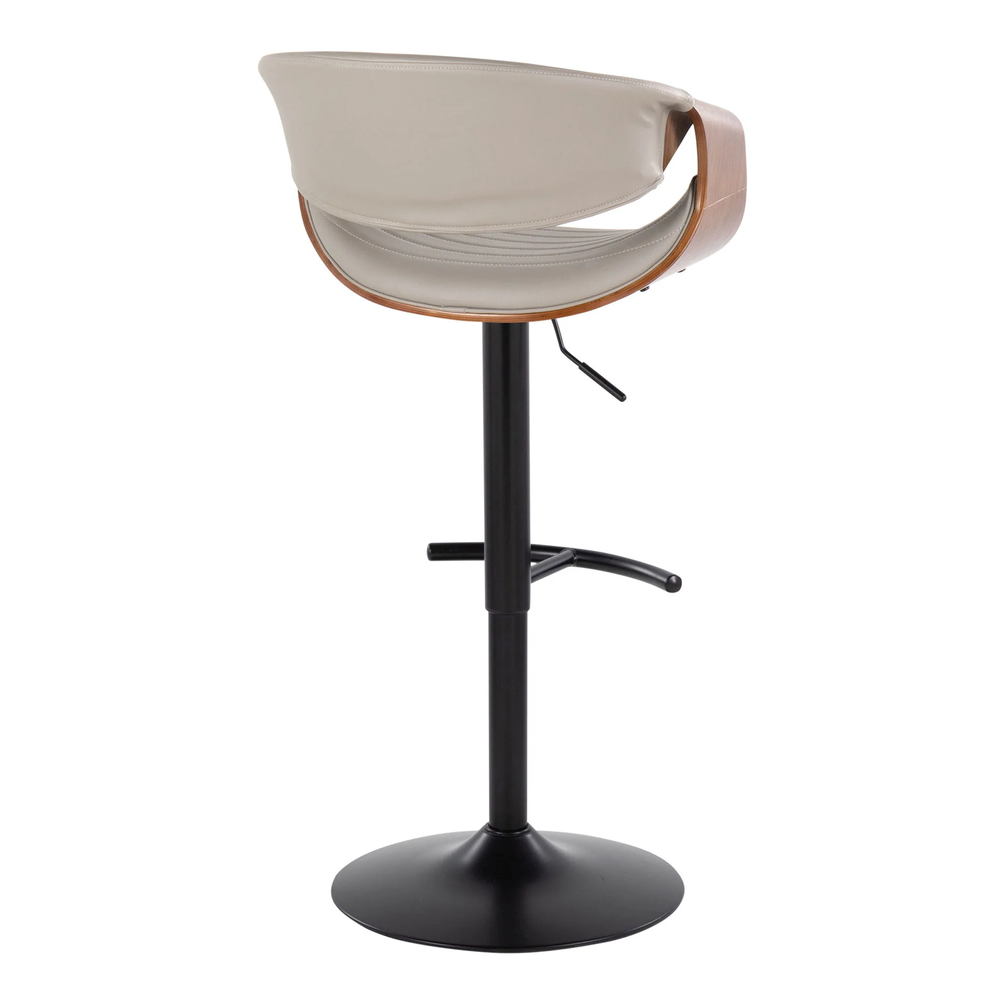Symphony - Mid Century Modern Adjustable Barstool With Swivel With Rounded T Footrest (Set of 2) - Image 6