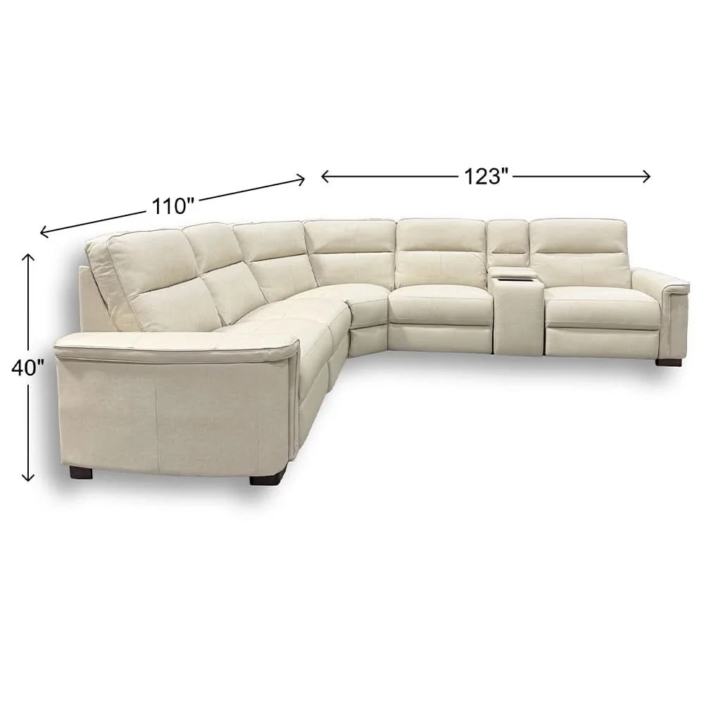 Syracuse Grey 5PC Leather Power Reclining Sectional with Console & Deep Comfort Seating - Image 5