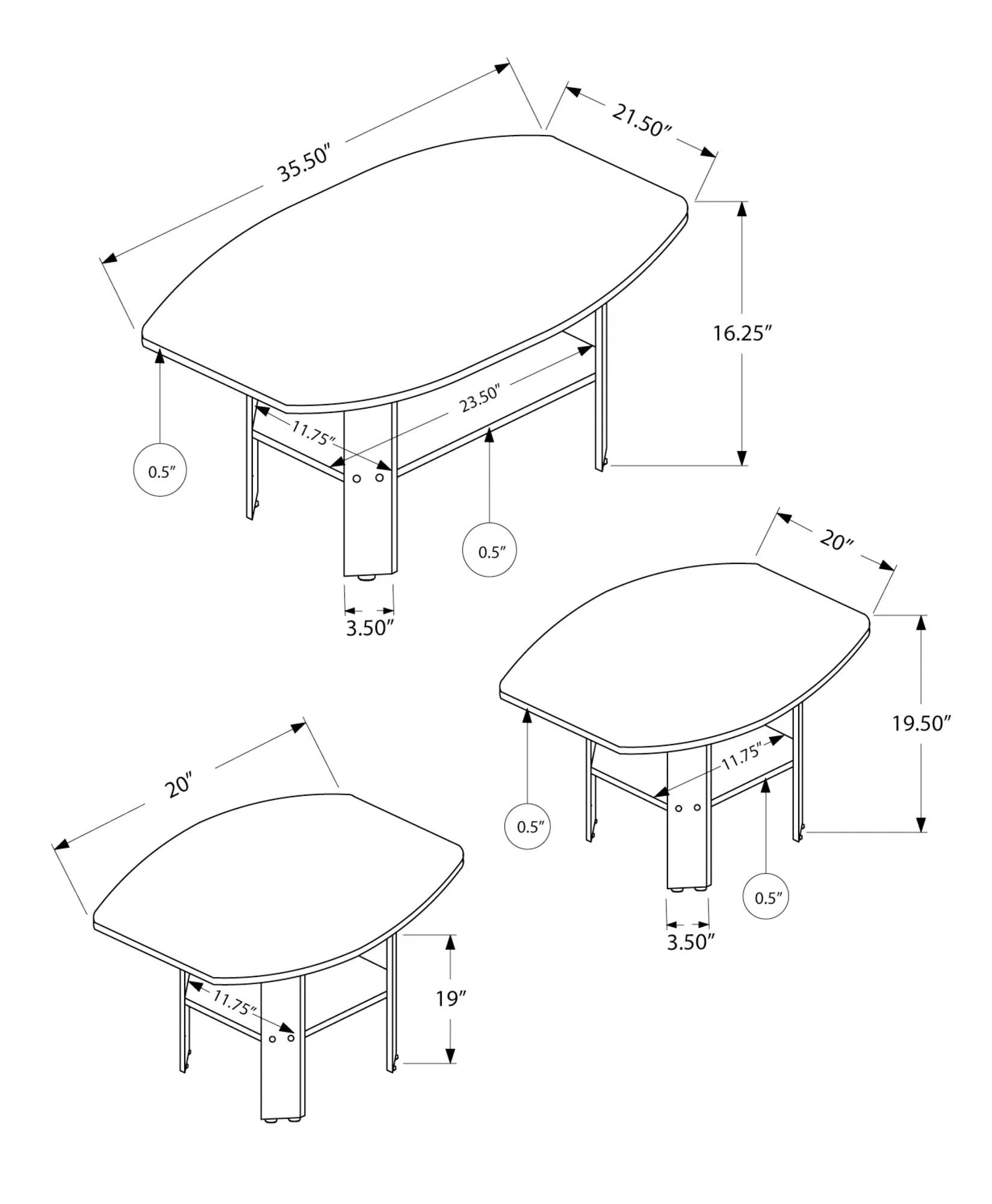 Table Set, Coffee, End, Side, Accent For Living Room (Set of 3) - Image 17