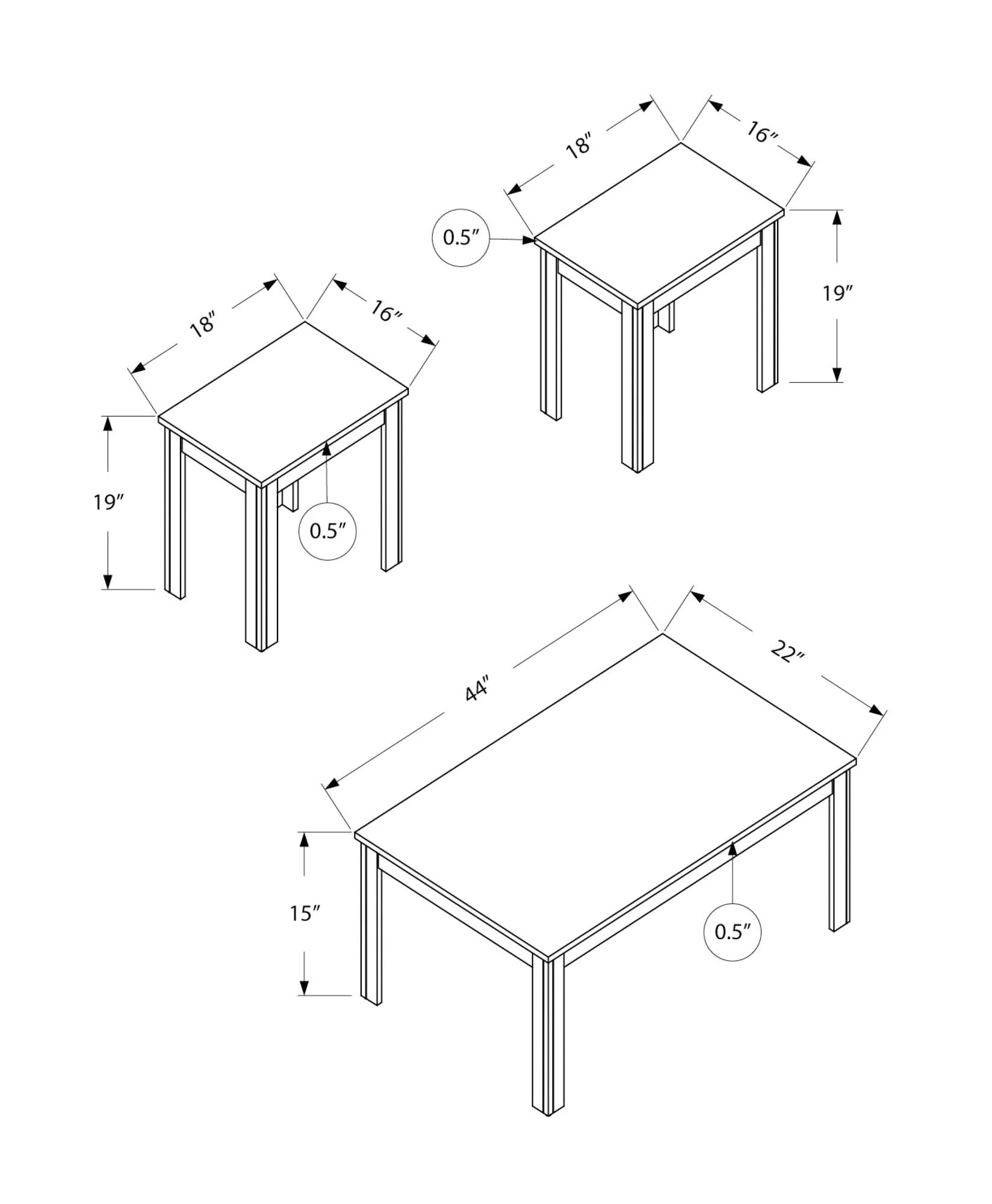 Table Set, Coffee, End, Side, Accent For Living Room, Transitional (Set of 3) - Oak - Image 2