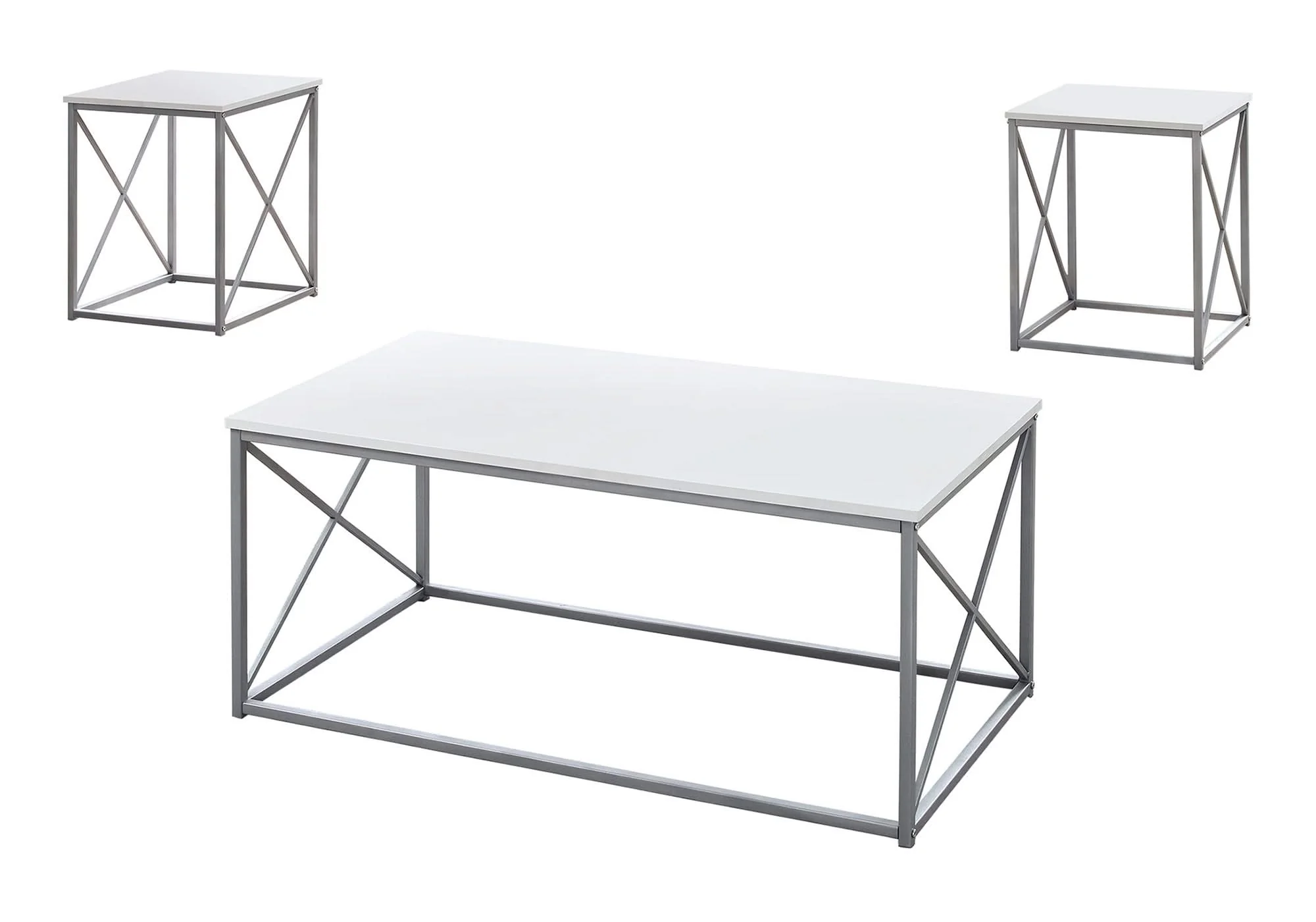 Table Set, Coffee, End, Side, Accent, Living Room, Contemporary, Modern (Set of 3) - White - Image 2