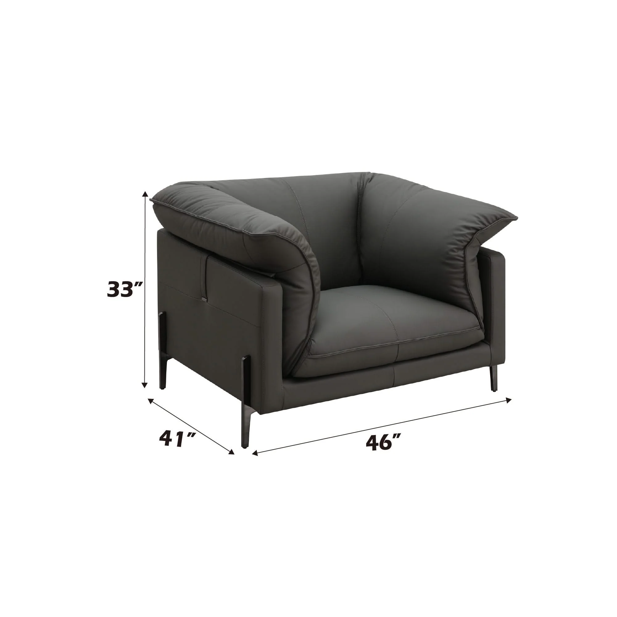 Tadi - Top Grain Leather Chair - Black - Image 4