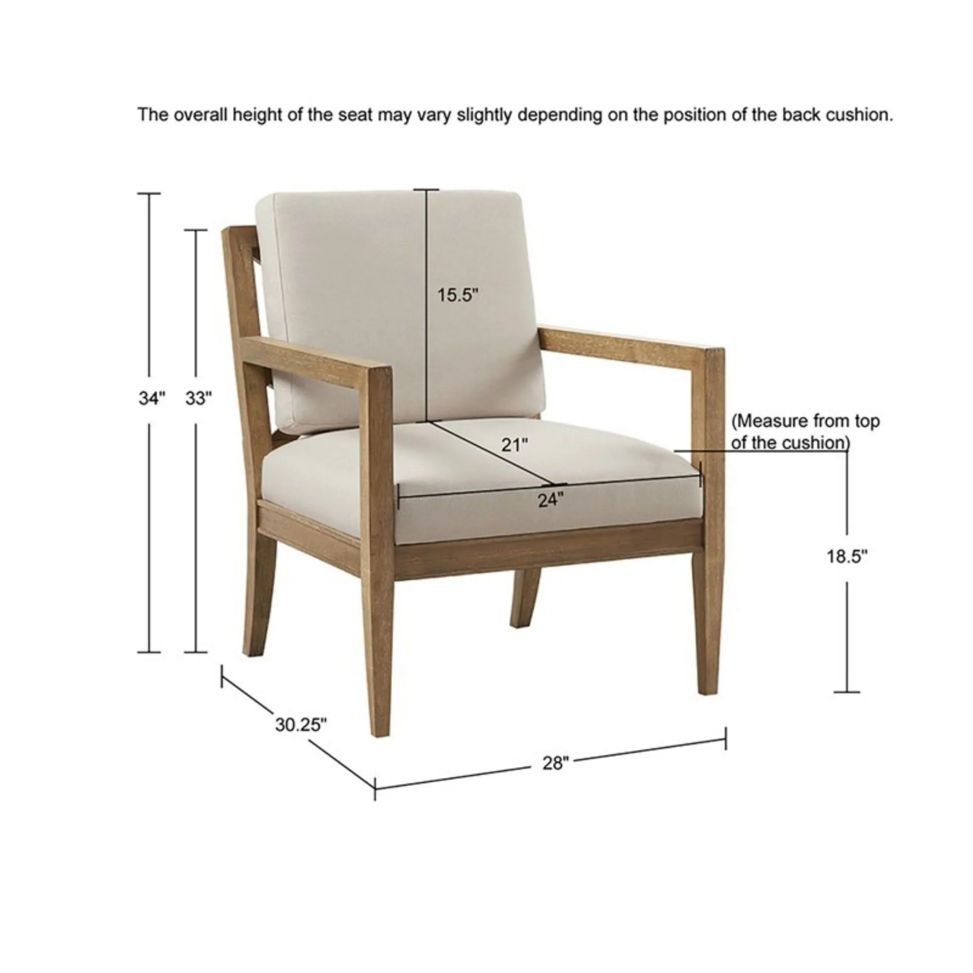 Tage - Upholstered Accent Armchair With Slatted Back Design - Ivory - Image 4