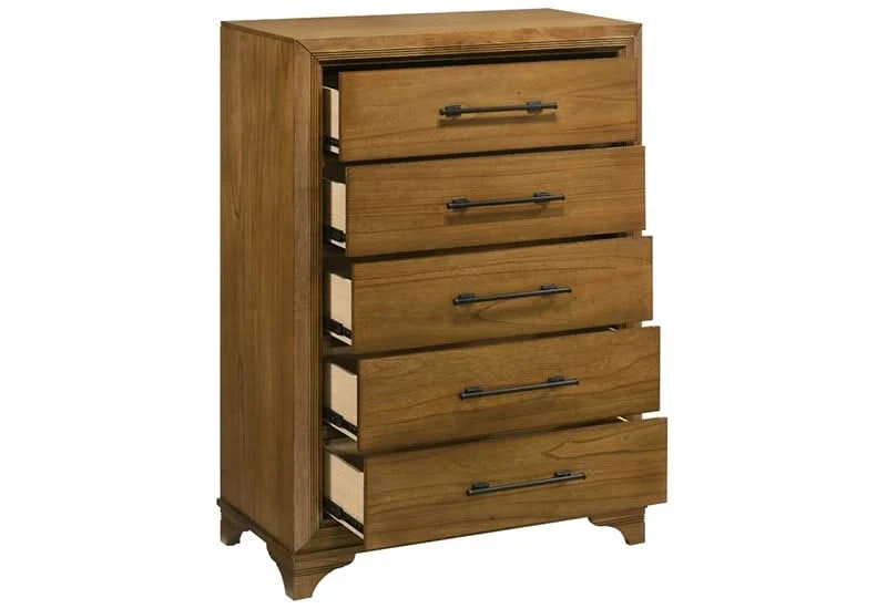Talcott Honey Wood 5-Drawer Chest with Velvet-Lined Top Drawer - Image 3