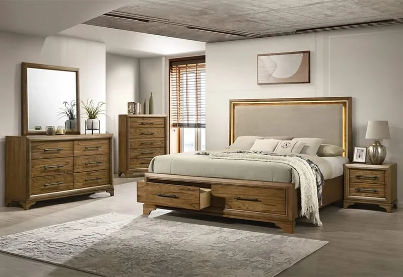 Talcott Honey Wood 5-Drawer Chest with Velvet-Lined Top Drawer - Image 5