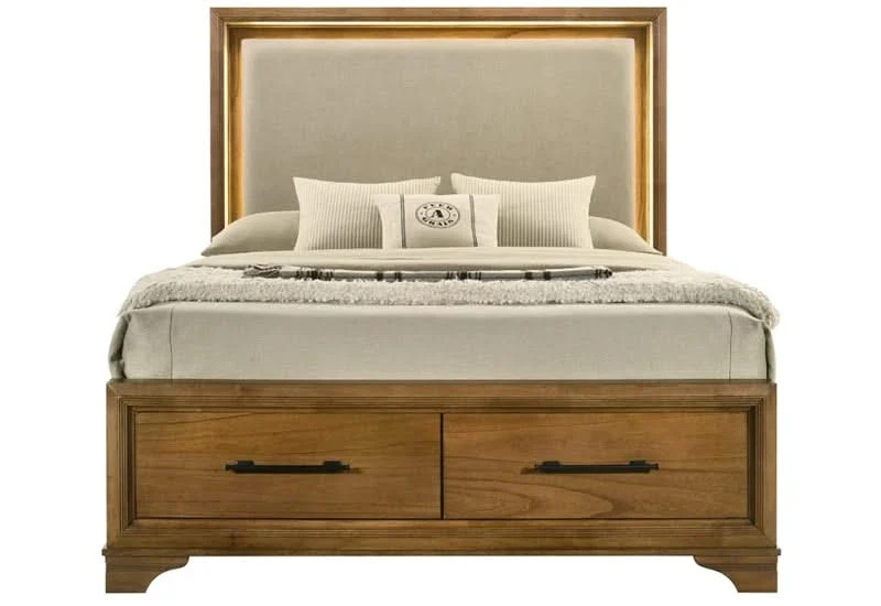 Talcott Honey Wood 5PC Bedroom Set with Lighted Storage Bed - Image 4