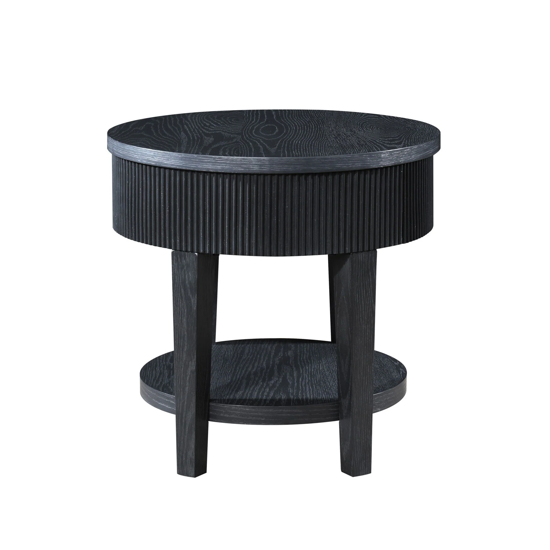 Tate - Round One Drawer End Table - Black - Image 3