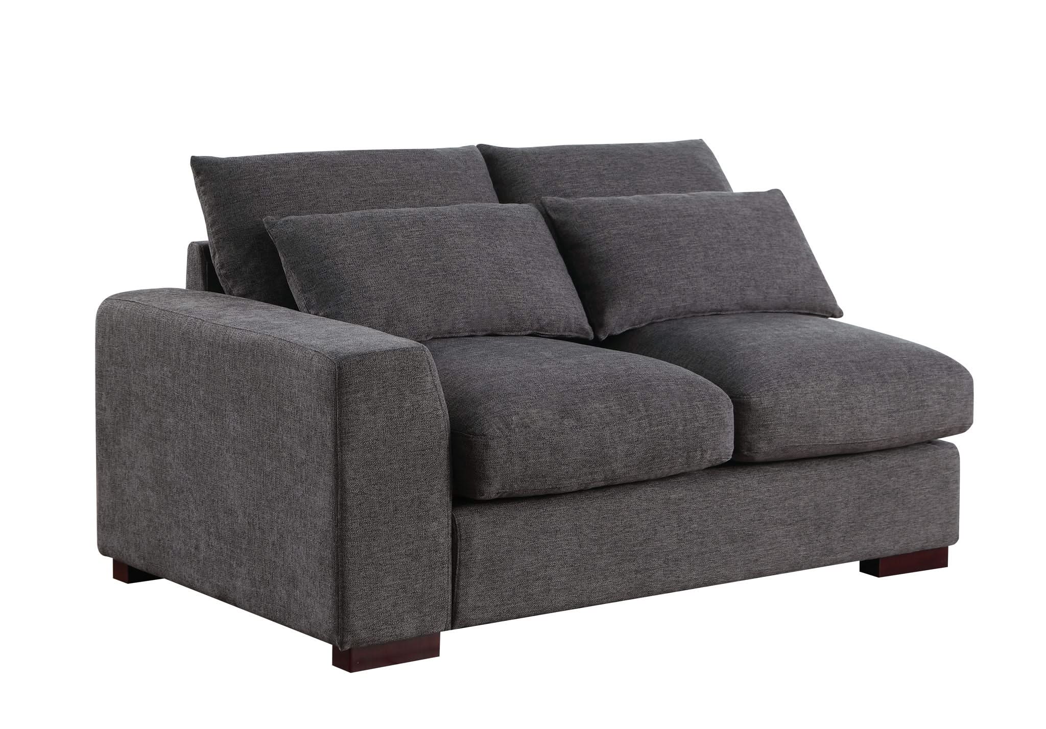Tatman - Linen Blend Sectional With 2 Ottomans - Dark Gray - Image 3