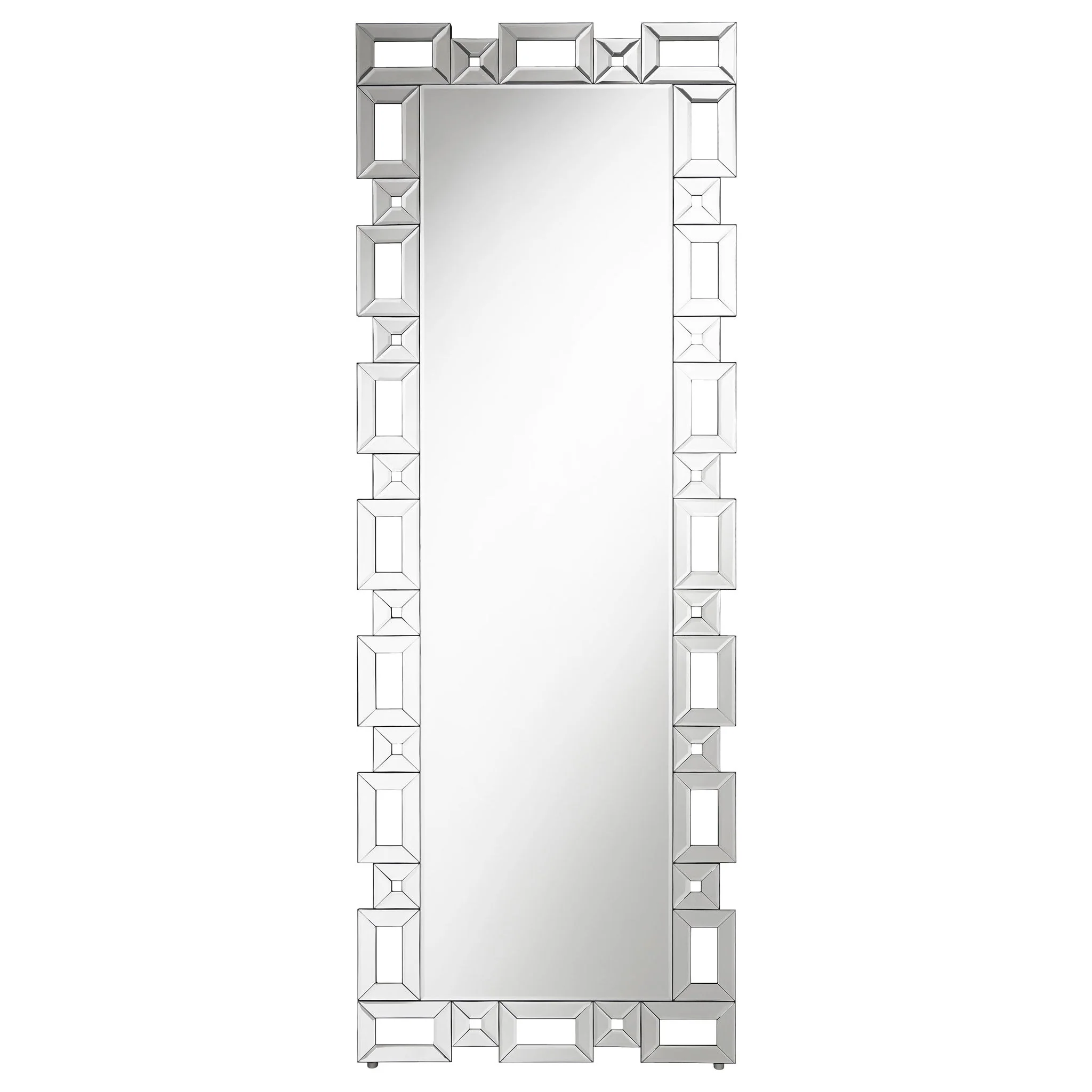 Tavin 24 x 65 Inch Geometric Frame Standing Mirror Silver - Image 4