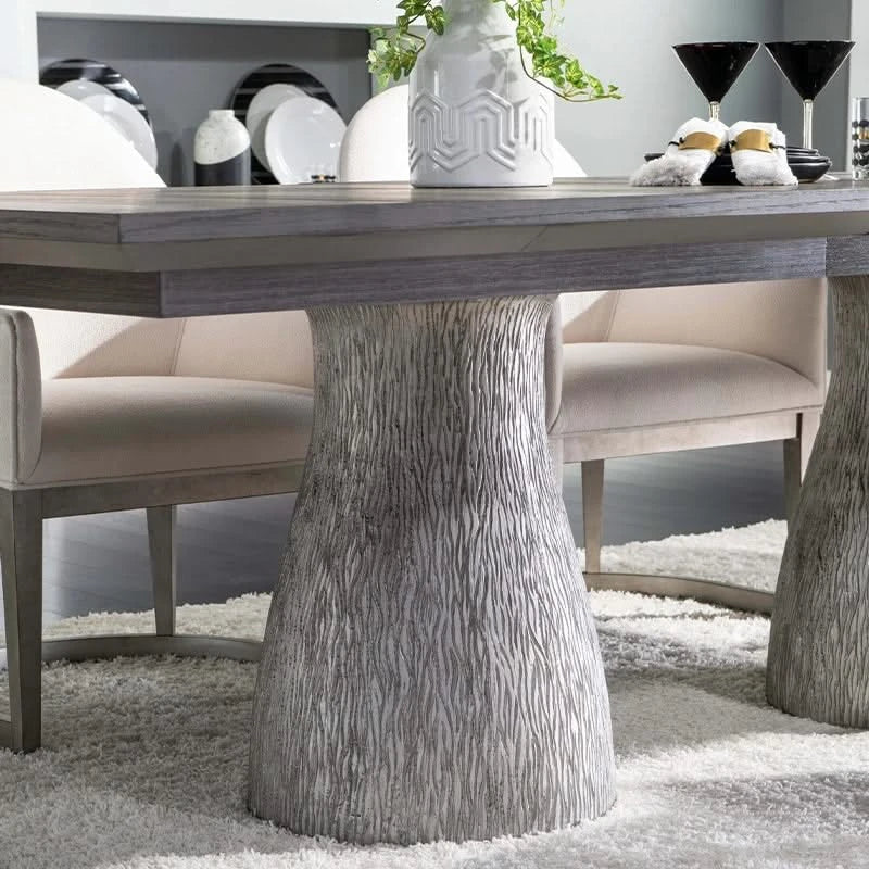 Terra Luna Gray Contemporary 7 Piece Dining Set with 98 Inch Extendable Table and Upholstered Chairs - Image 2