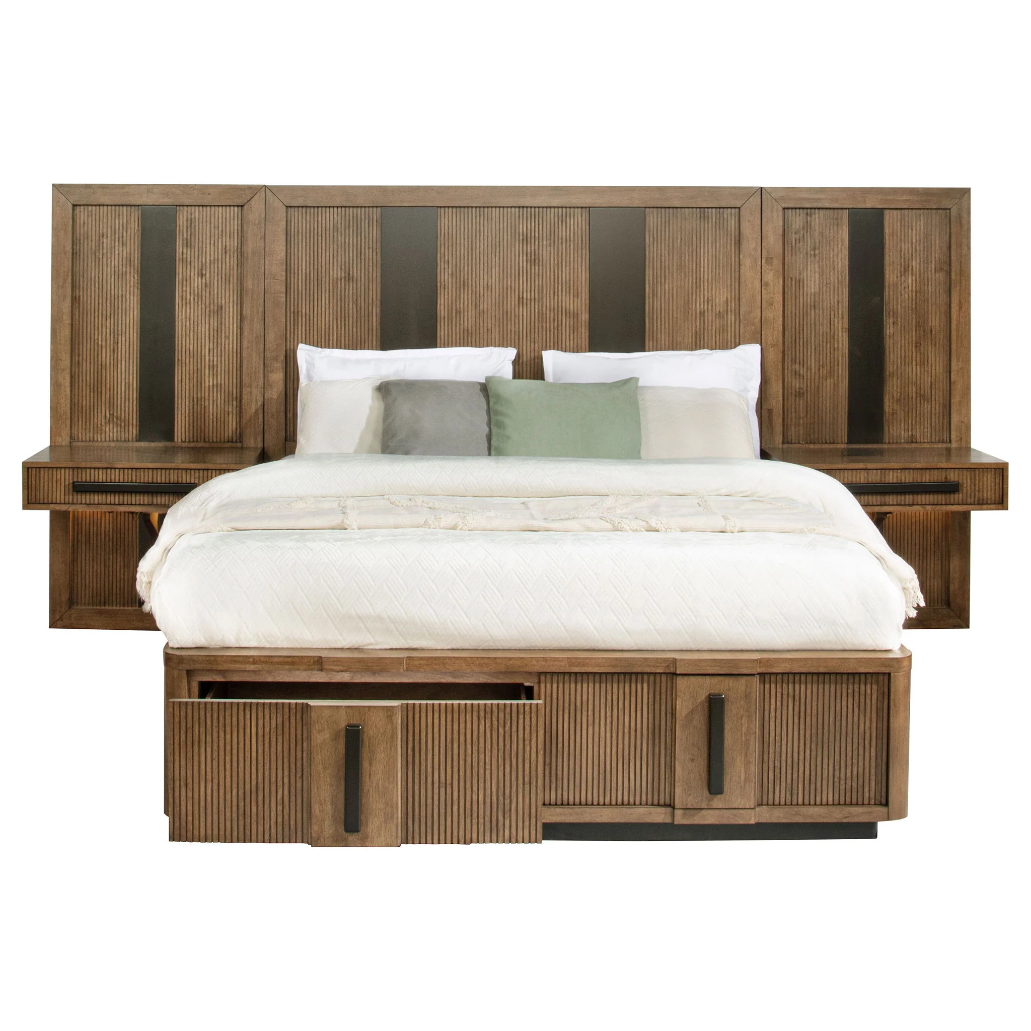 Terrace Queen Wall Panel Storage Bed Ash Brown - Image 4
