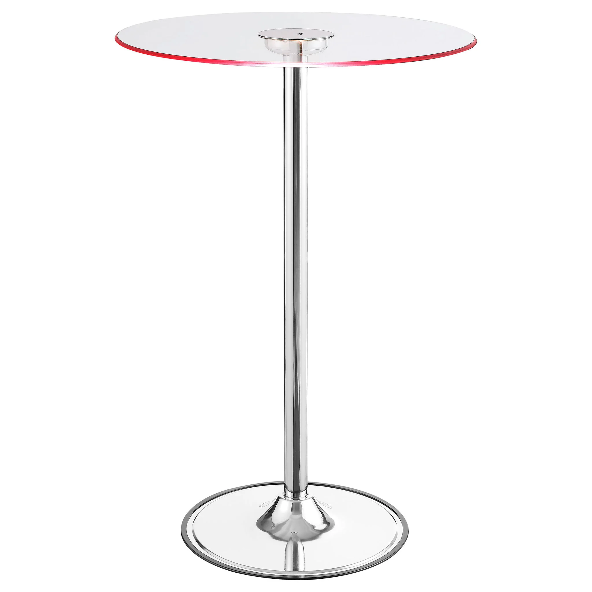 Thea Round 28-inch Glass Top LED Bistro Bar Table Chrome - Image 2