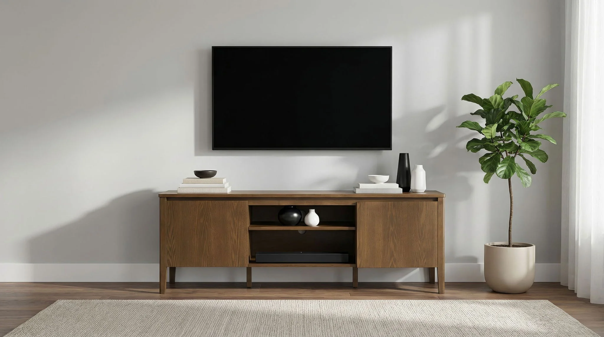 Thori 63-inch 2-door TV Stand Media Console Dark Brown - Image 2