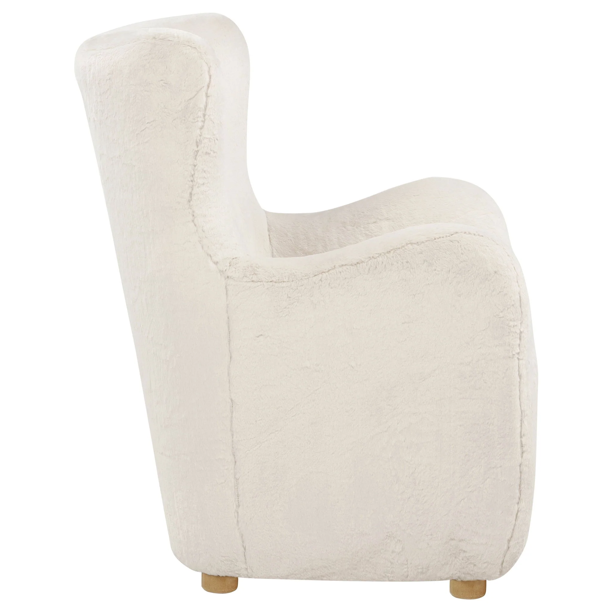 Thornton Faux Fur Upholstered Wingback Lounge Accent Chair Ivory - Image 2