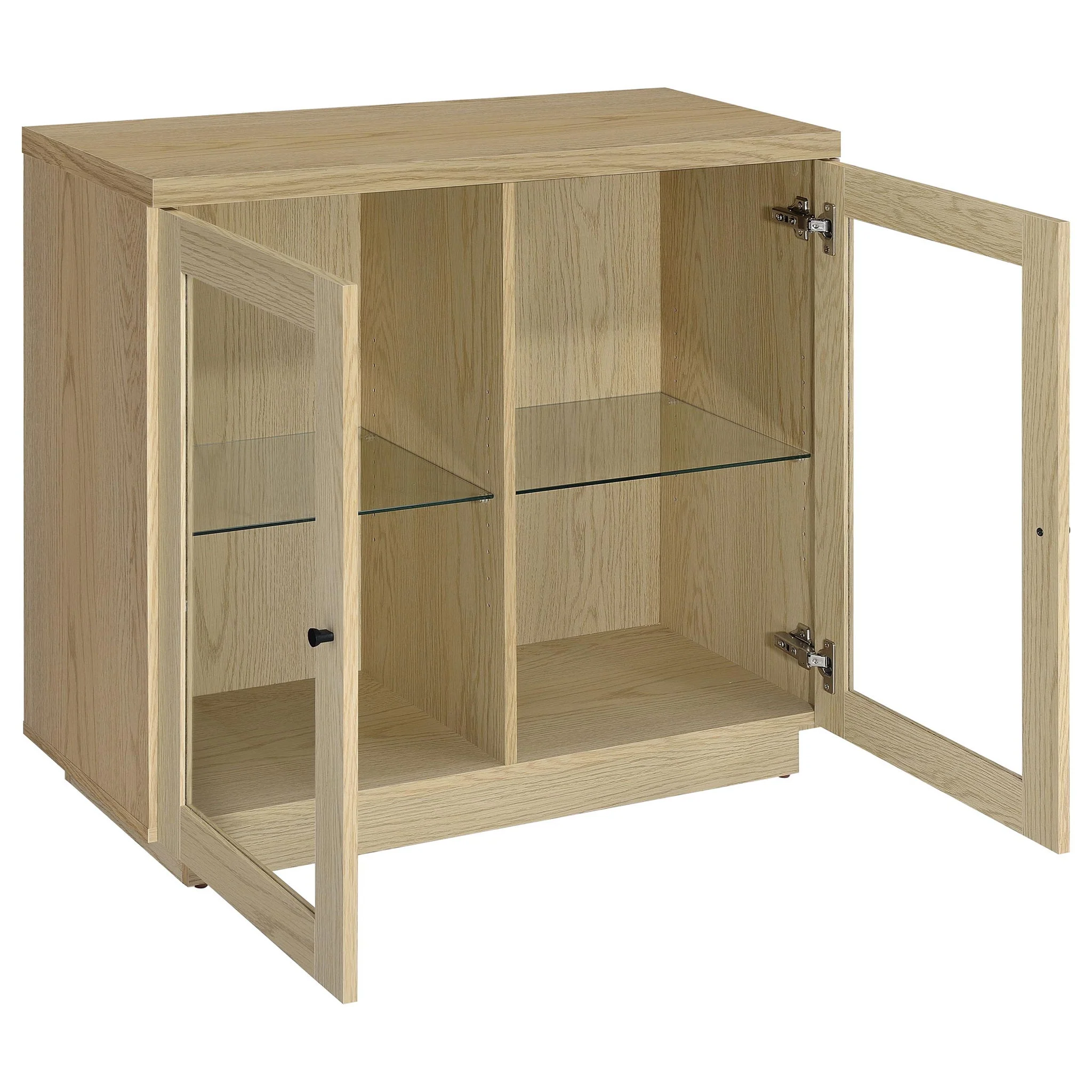 Tilbury 2-door Glass Front Accent Display Cabinet Light Oak - Image 4