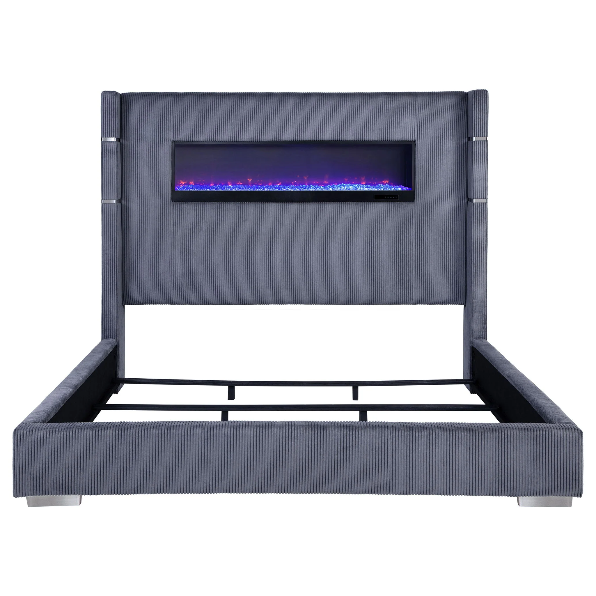 Tisdall Upholstered Eastern King Flame Visualizer Bed Grey - Image 3