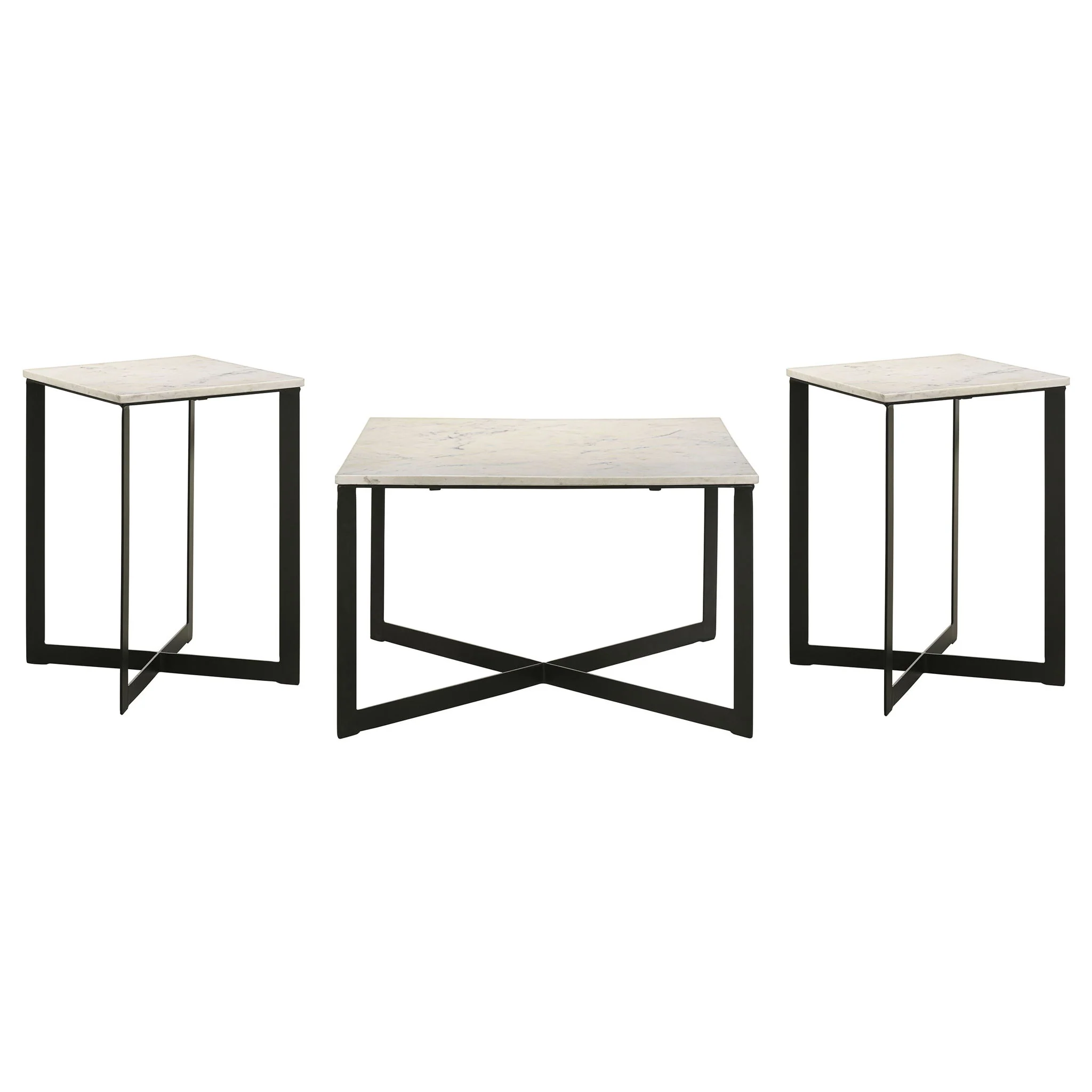 Tobin 3-piece Marble Top Coffee and End Table Set White - Image 3