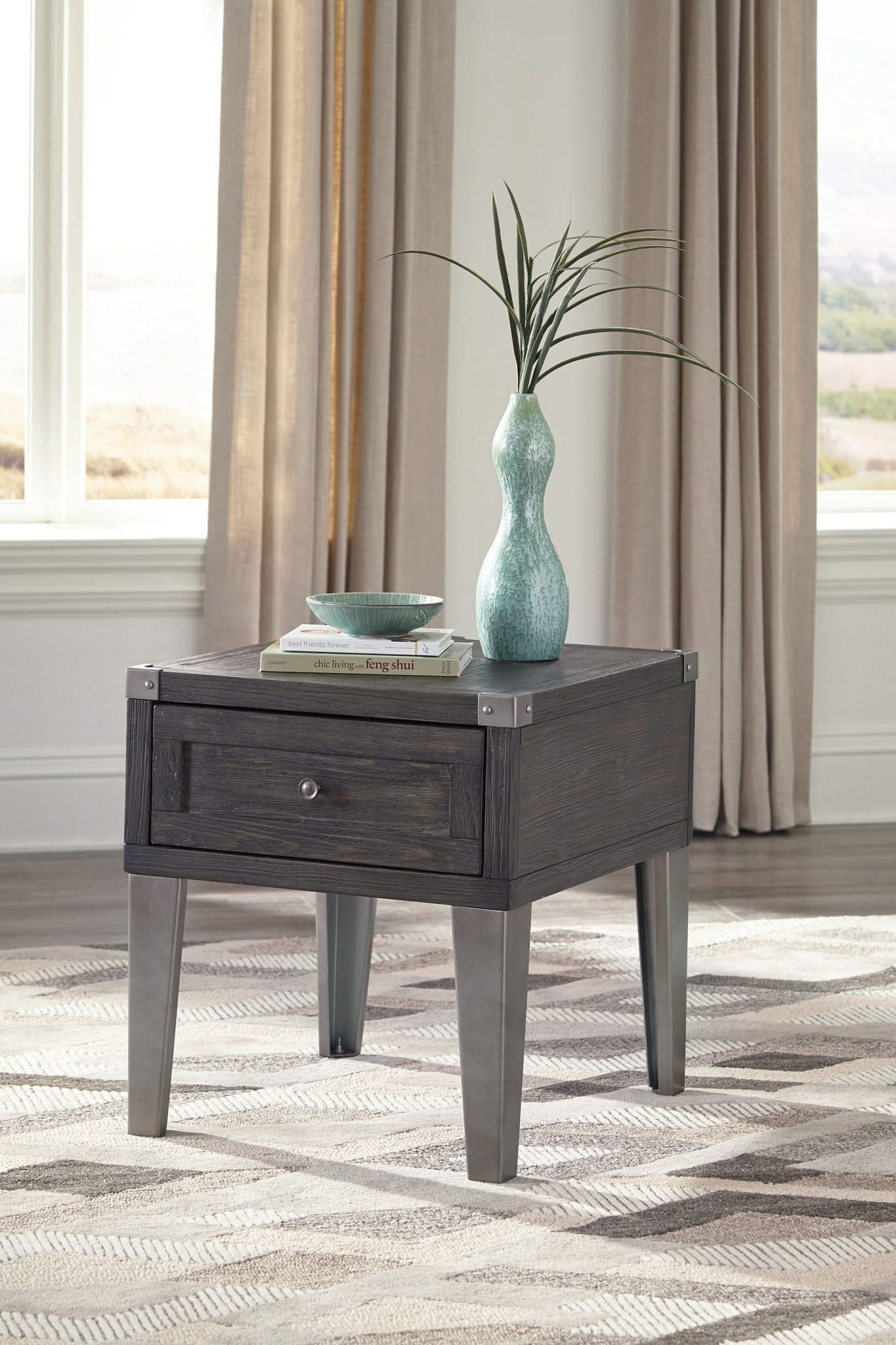 Todoe - Rectangular End Table - Dark Gray - Image 3