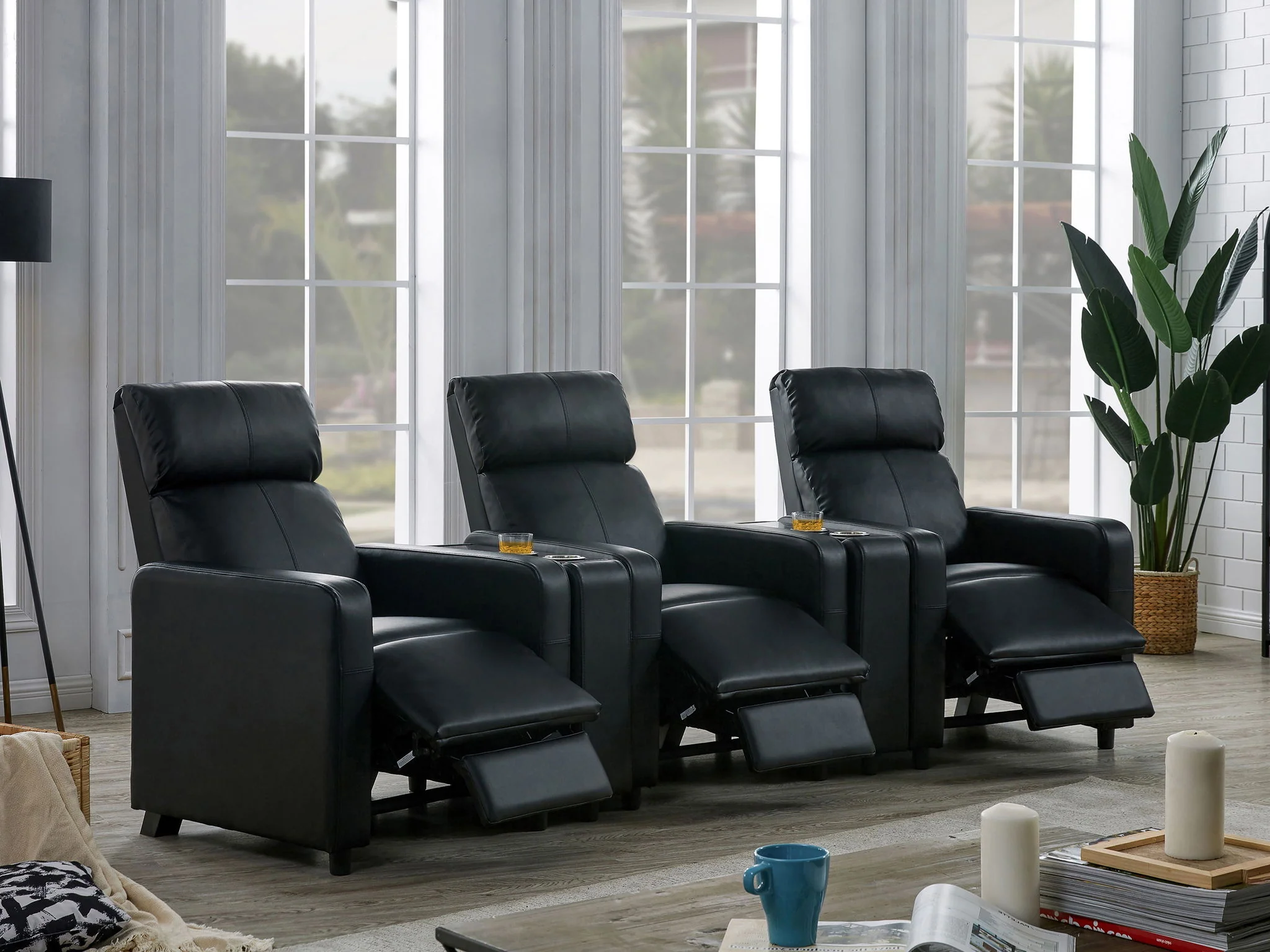 Toohey Upholstered Tufted Recliner Living Room Set Black - Image 4