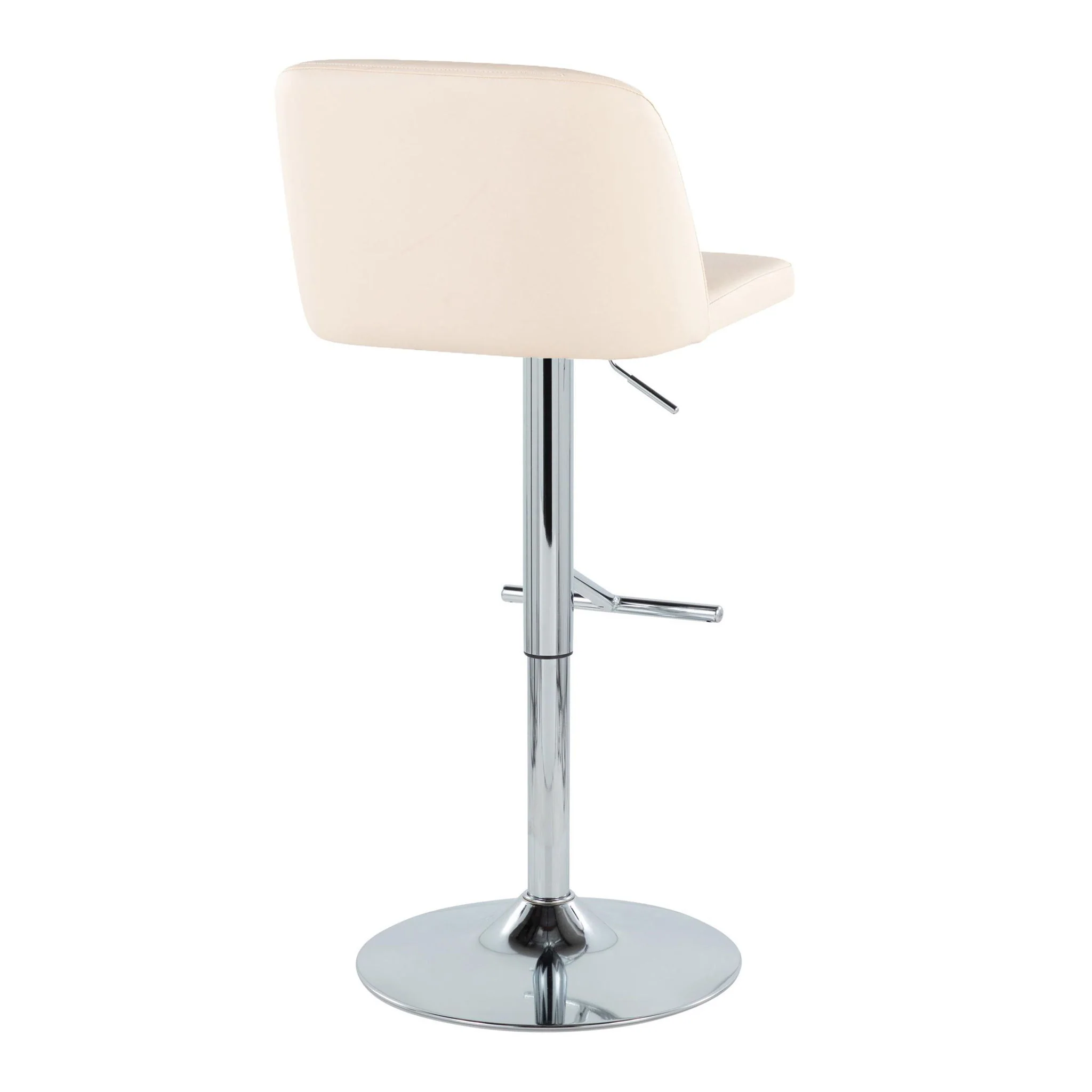 Toriano - Contemporary Adjustable Barstool With Swivel With Straight T Footrest (Set of 2) - Cream / Chrome - Image 3