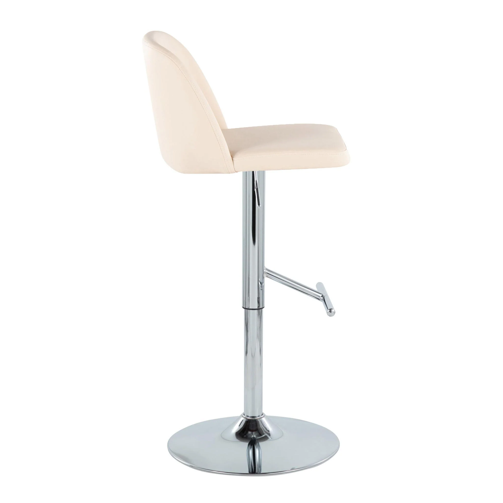 Toriano - Contemporary Adjustable Barstool With Swivel With Straight T Footrest (Set of 2) - Cream / Chrome - Image 4