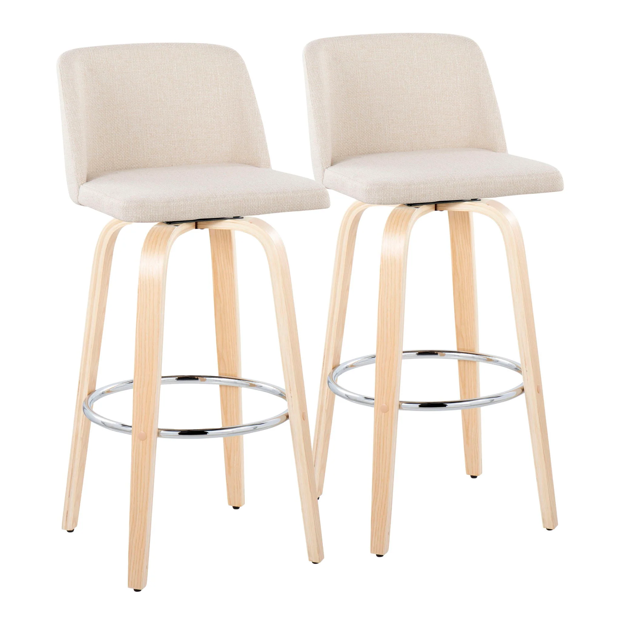 Toriano - Contemporary Fixed Height Barstool & Swivel With Round Footrest (Set of 2) - Image 3