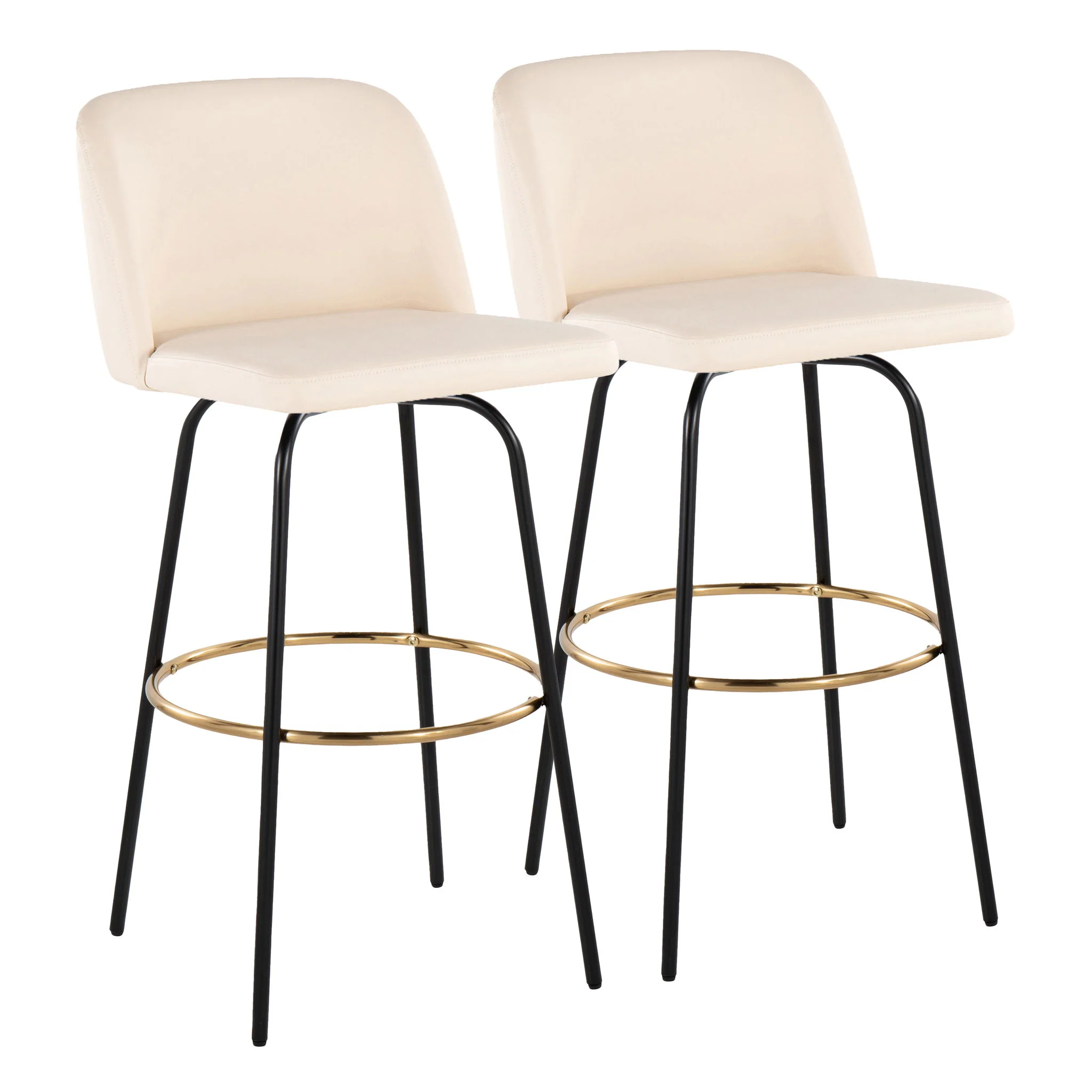 Toriano - Contemporary Fixed Height, Barstool With Swivel & Round Footrest (Set of 2) - Image 2