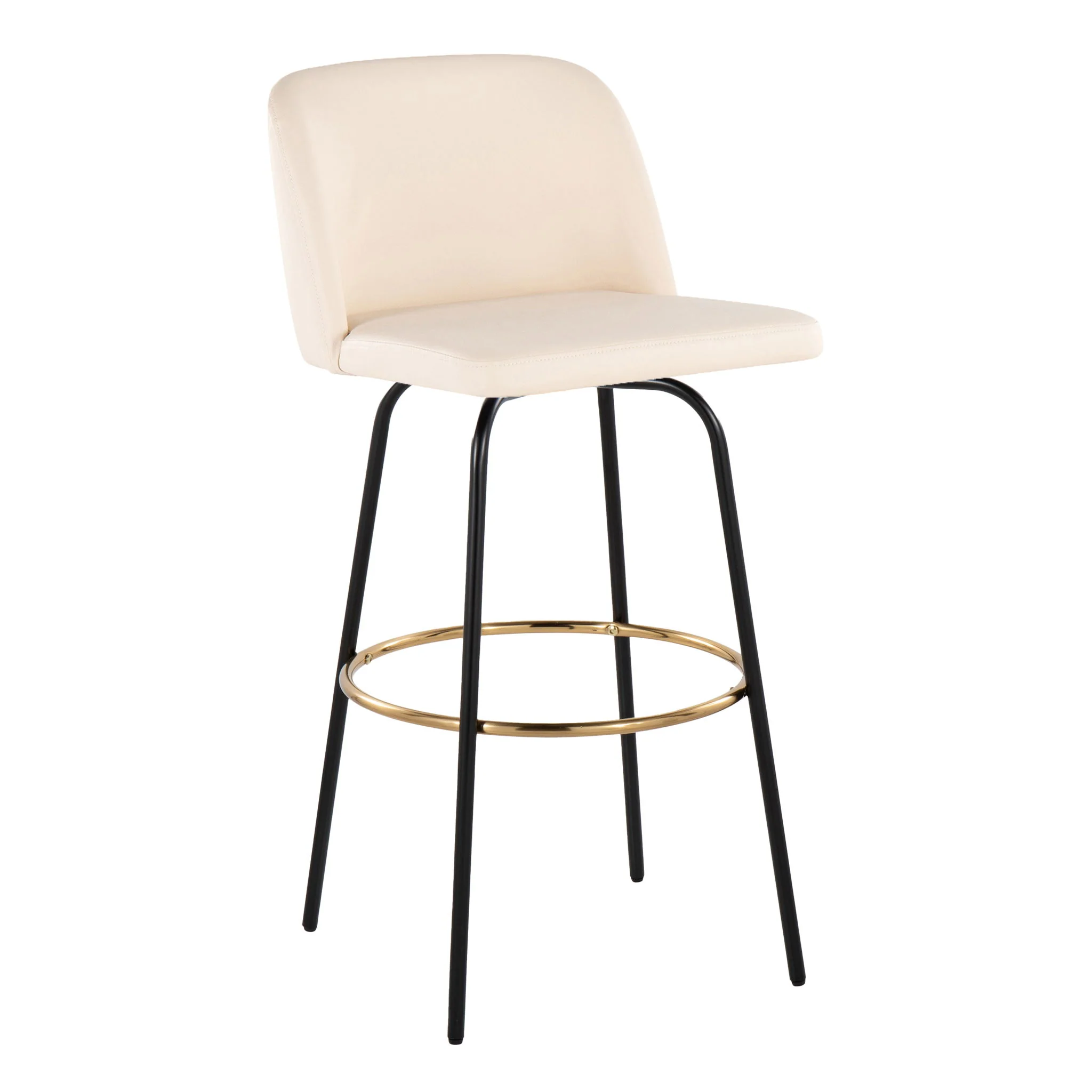 Toriano - Contemporary Fixed Height, Barstool With Swivel & Round Footrest (Set of 2) - Image 4