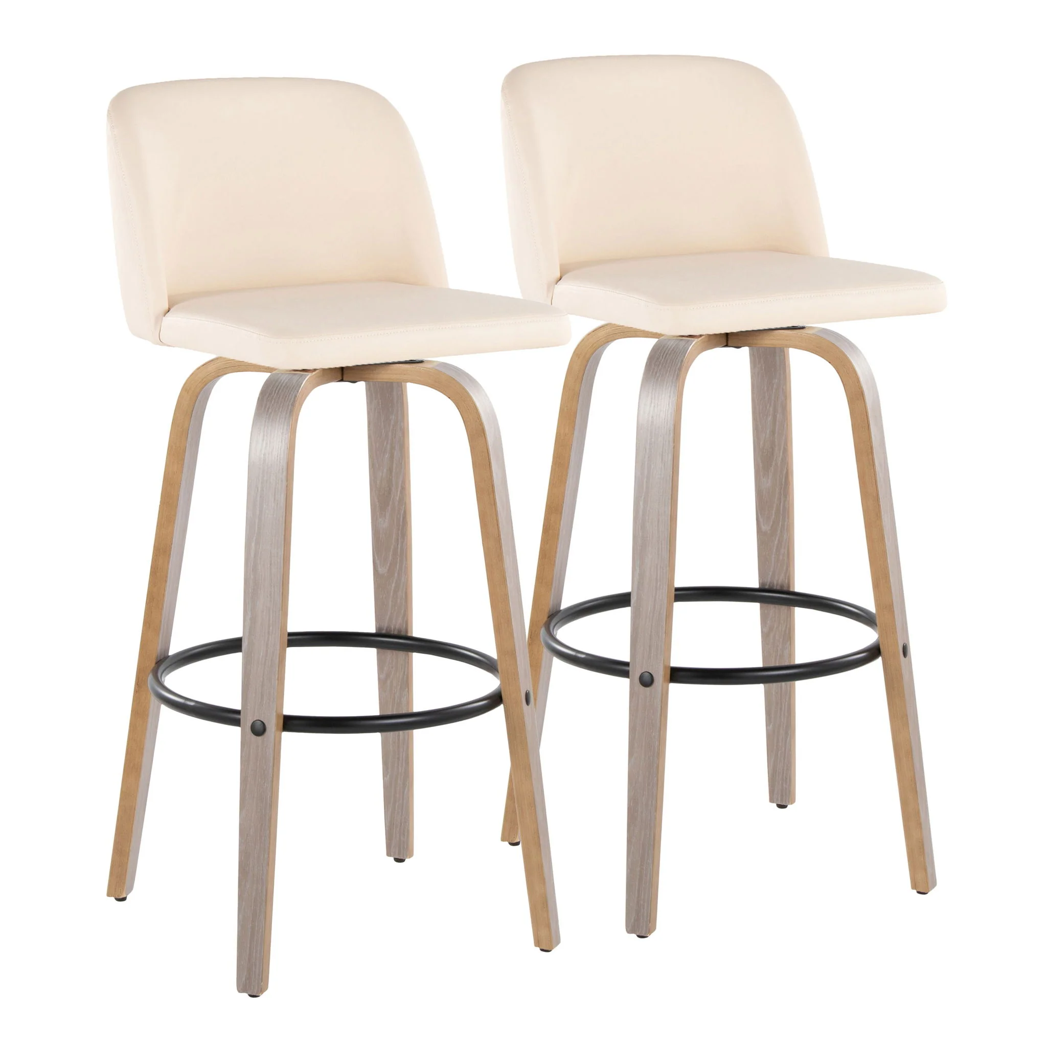 Toriano - Fixed Height Contemporary Barstool With Swivel With Round Footrest (Set of 2) - Image 3
