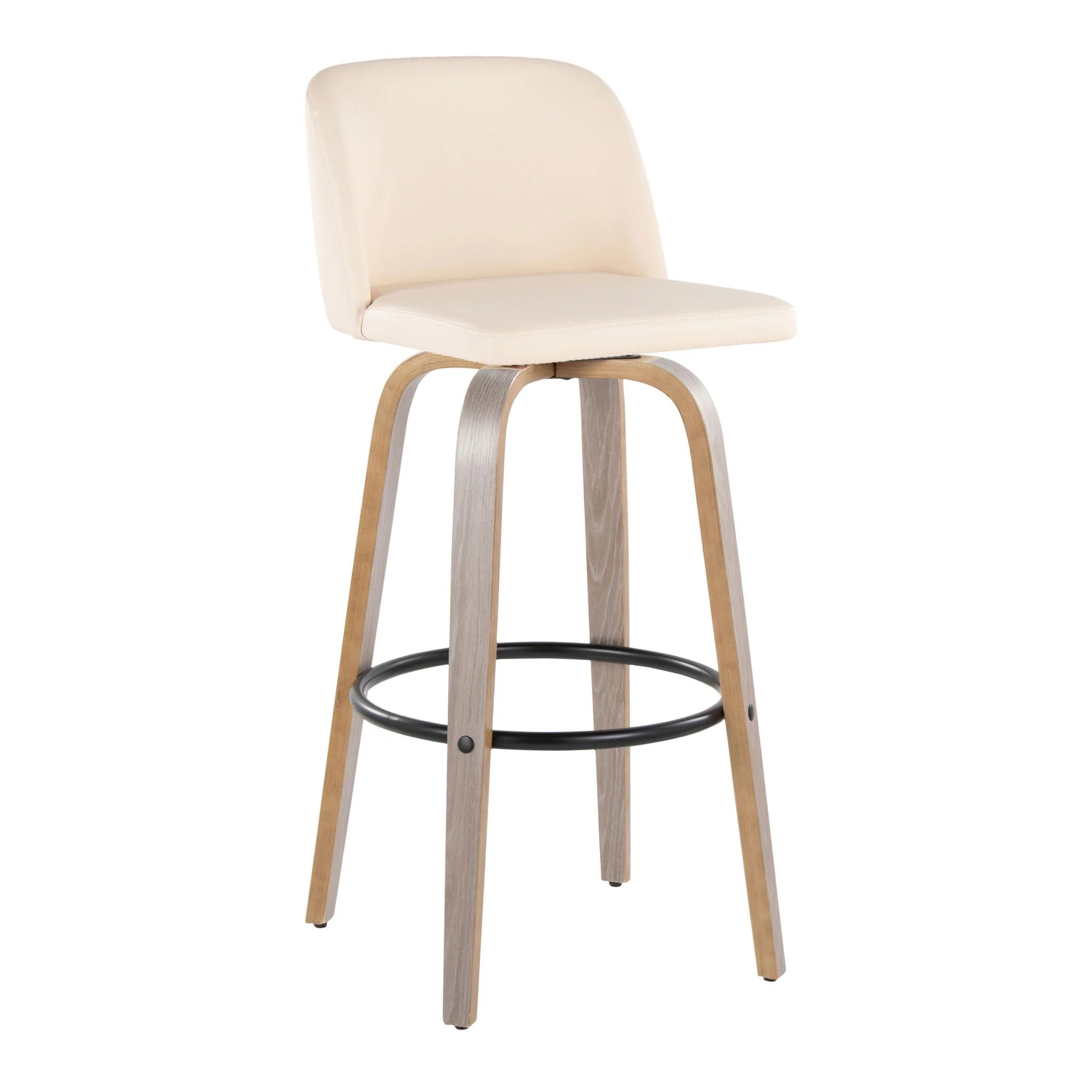 Toriano - Fixed Height Contemporary Barstool With Swivel With Round Footrest (Set of 2) - Image 4