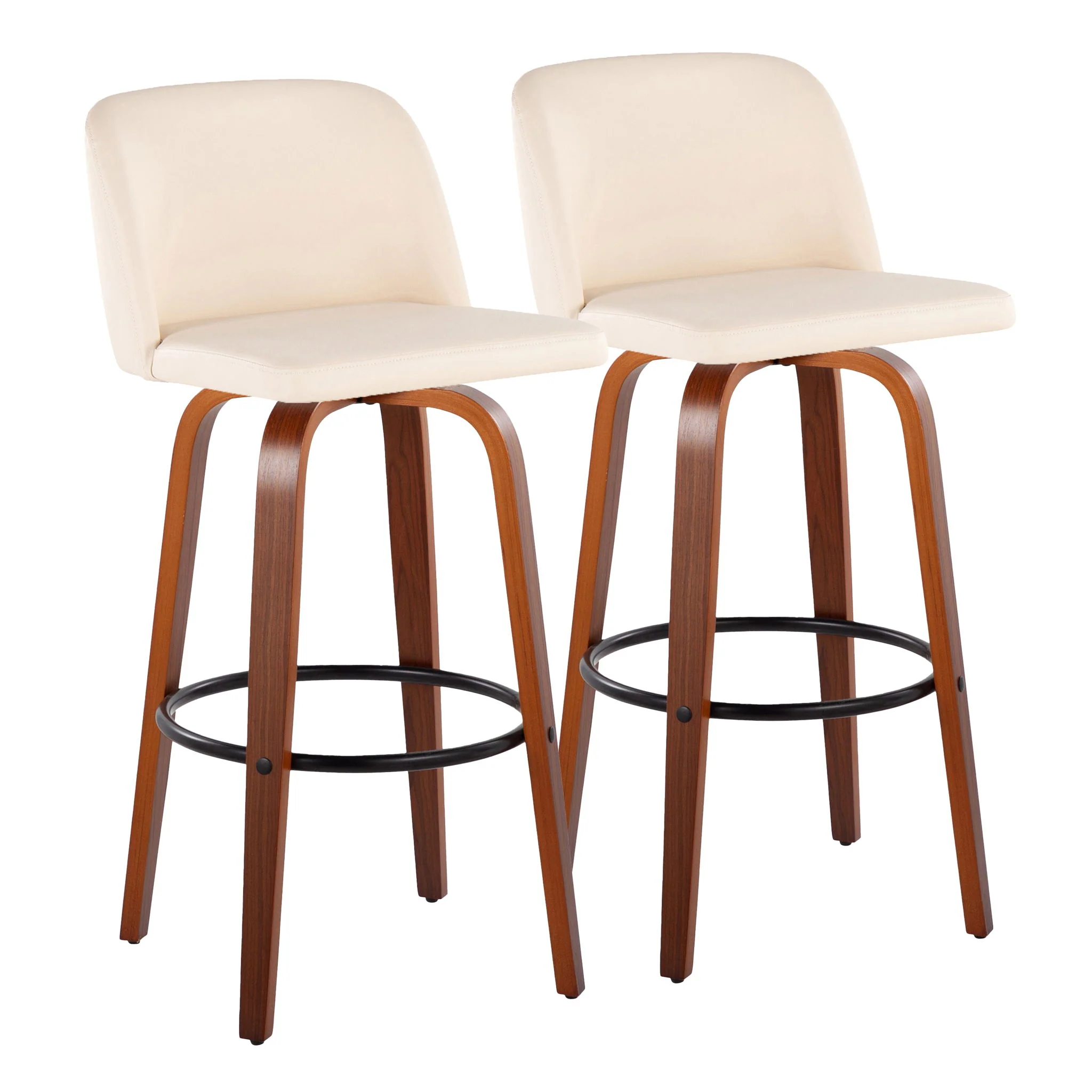 Toriano - Mid Century Modern Fixed Height Barstool Swivel And Round Footrest (Set of 2) - Image 5