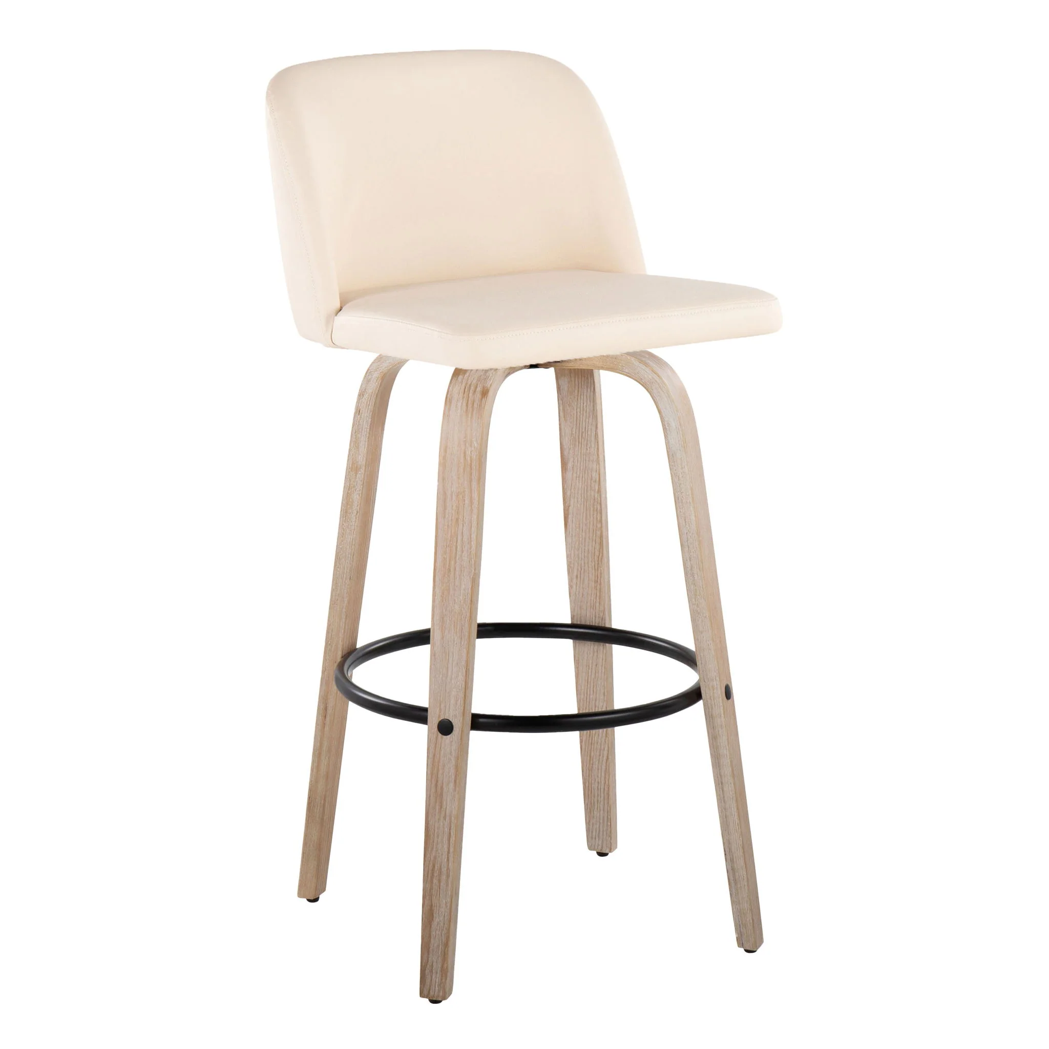 Toriano - Mid-Century Modern Fixed Height BarStool With Round Footrest (Set of 2) - Image 11