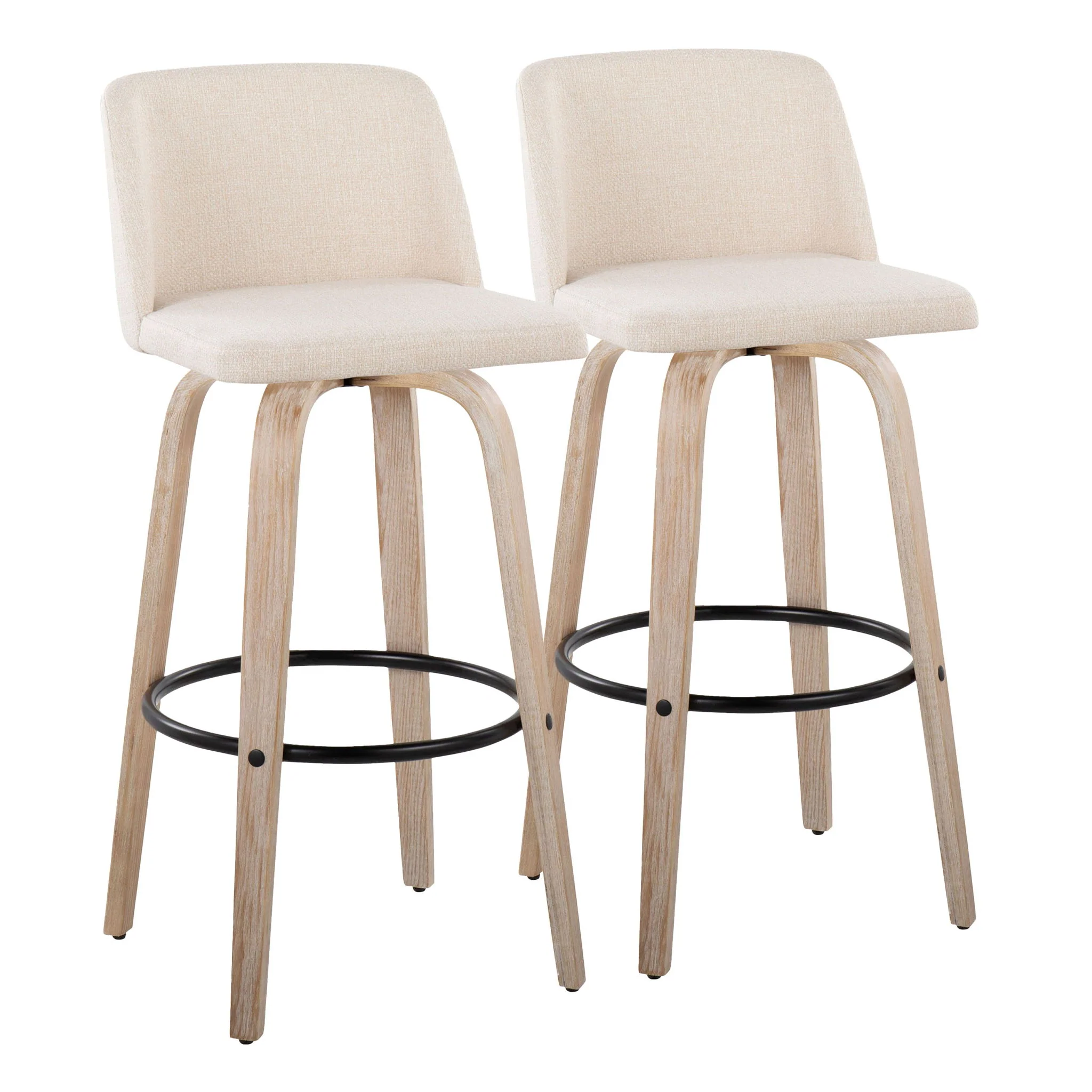 Toriano - Mid-Century Modern Fixed Height BarStool With Round Footrest (Set of 2) - Image 4